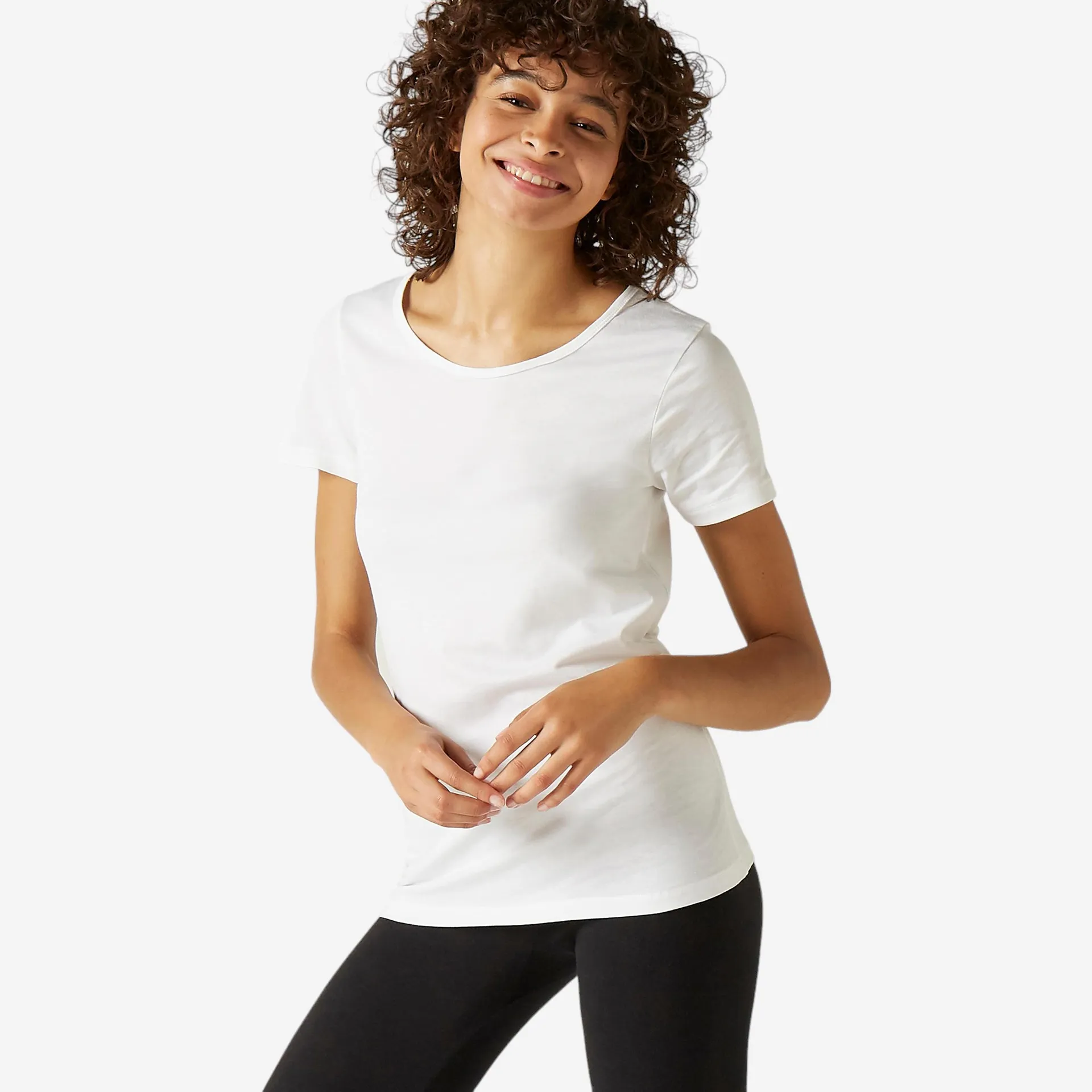 POLERA FITNESS MUJER 100 BLANCO