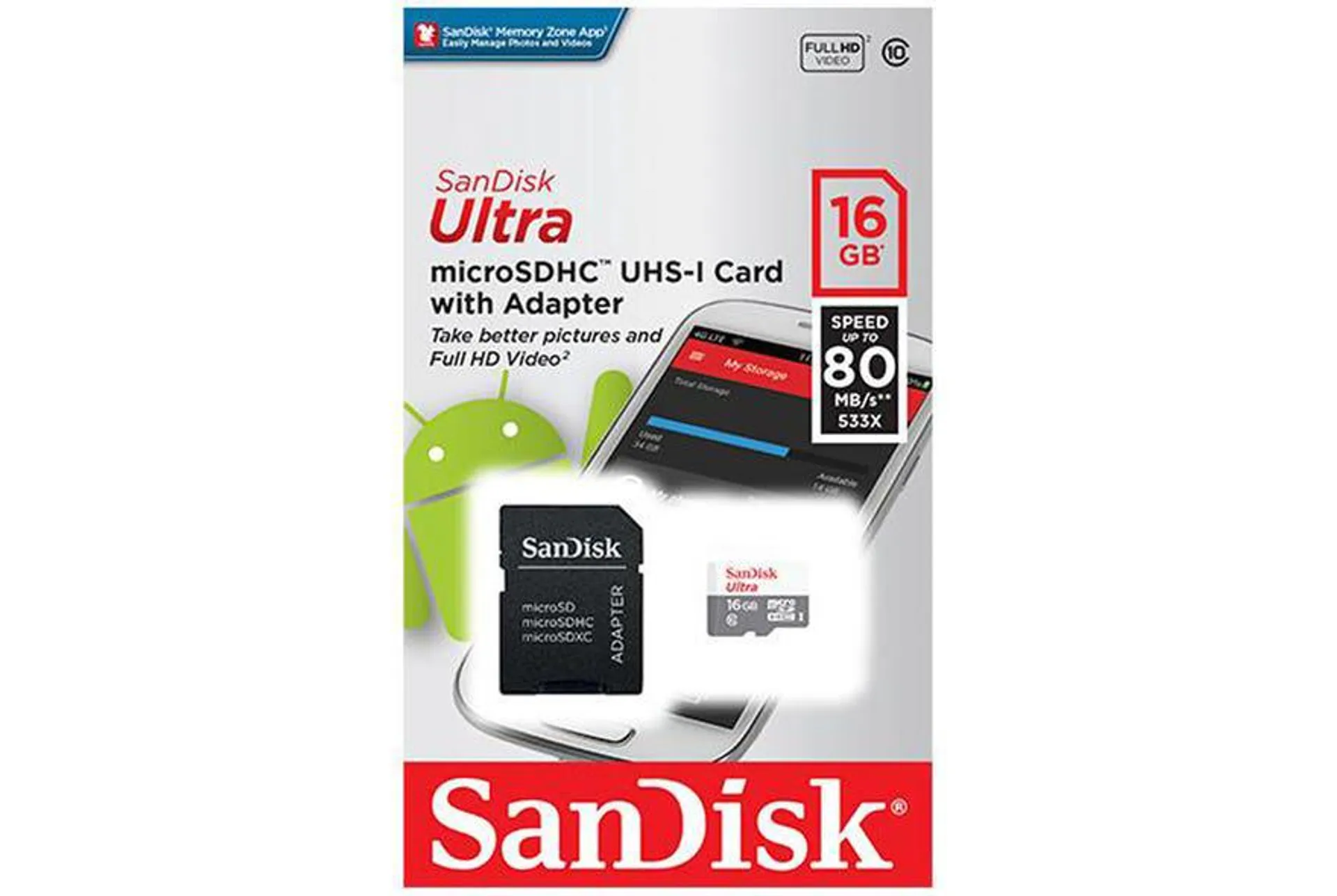 Tarjeta de Memoria Sandisk SDSQUNS UHS-1 Sandisk Ultra 16GB C10