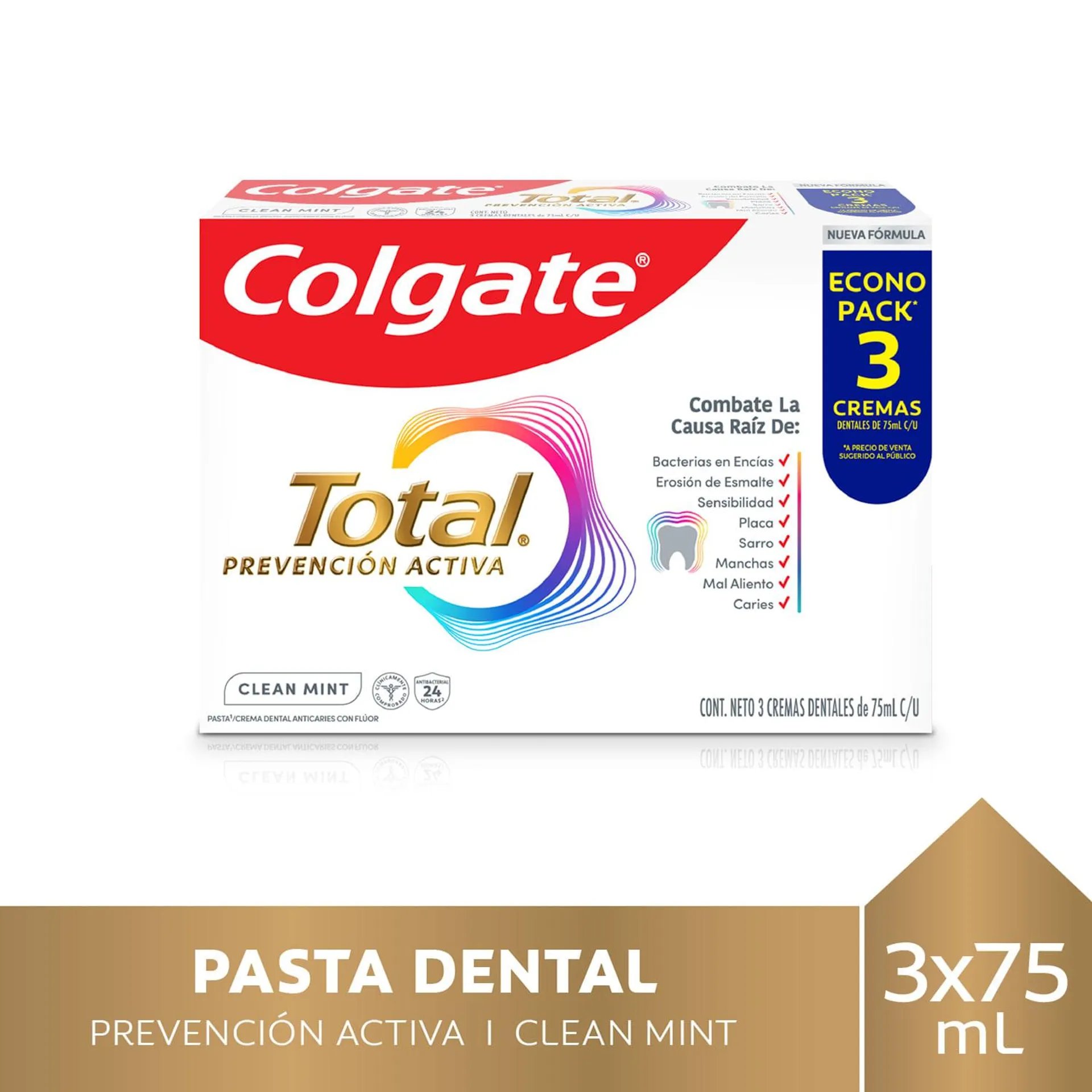 Pasta Dental Colgate Total 12 Clean Mint 3 un. 75 ml | Jumbo.cl