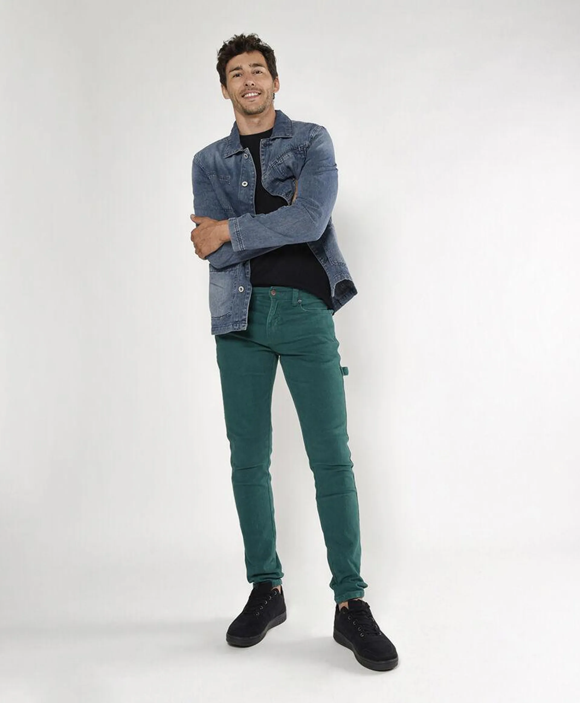 Jeans hombre color liso skinny fit