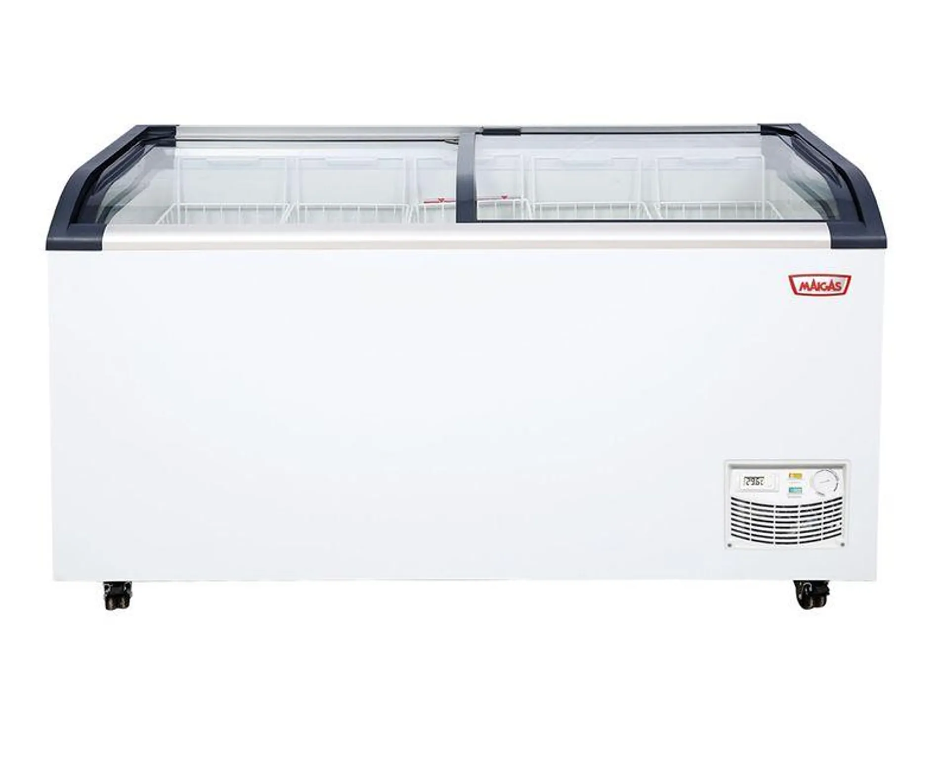 Freezer horizontal dual tapa vidrio curvo blanco 562 lt