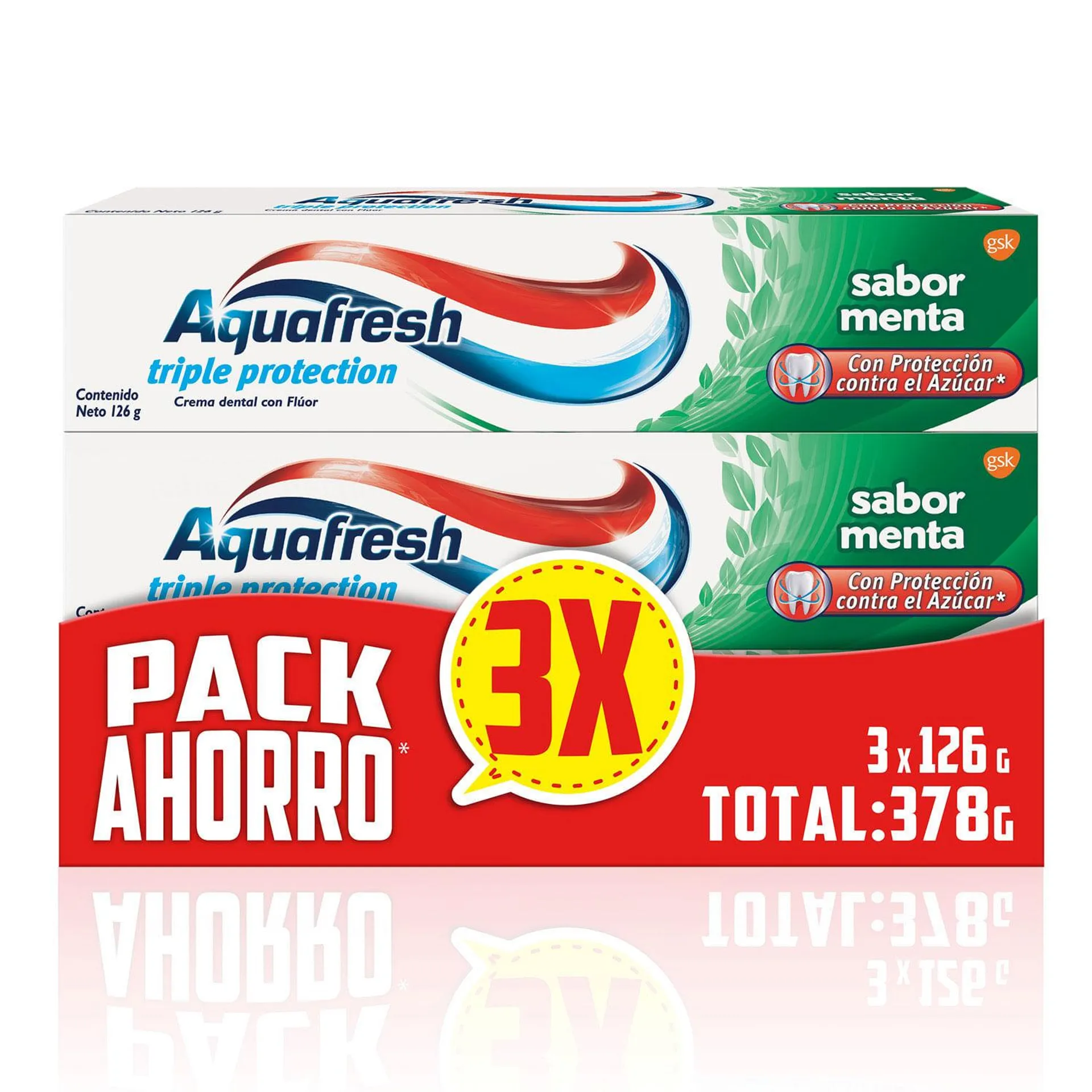 Pasta Dental Aquafresh Menta 378 g 3 un. | Jumbo.cl