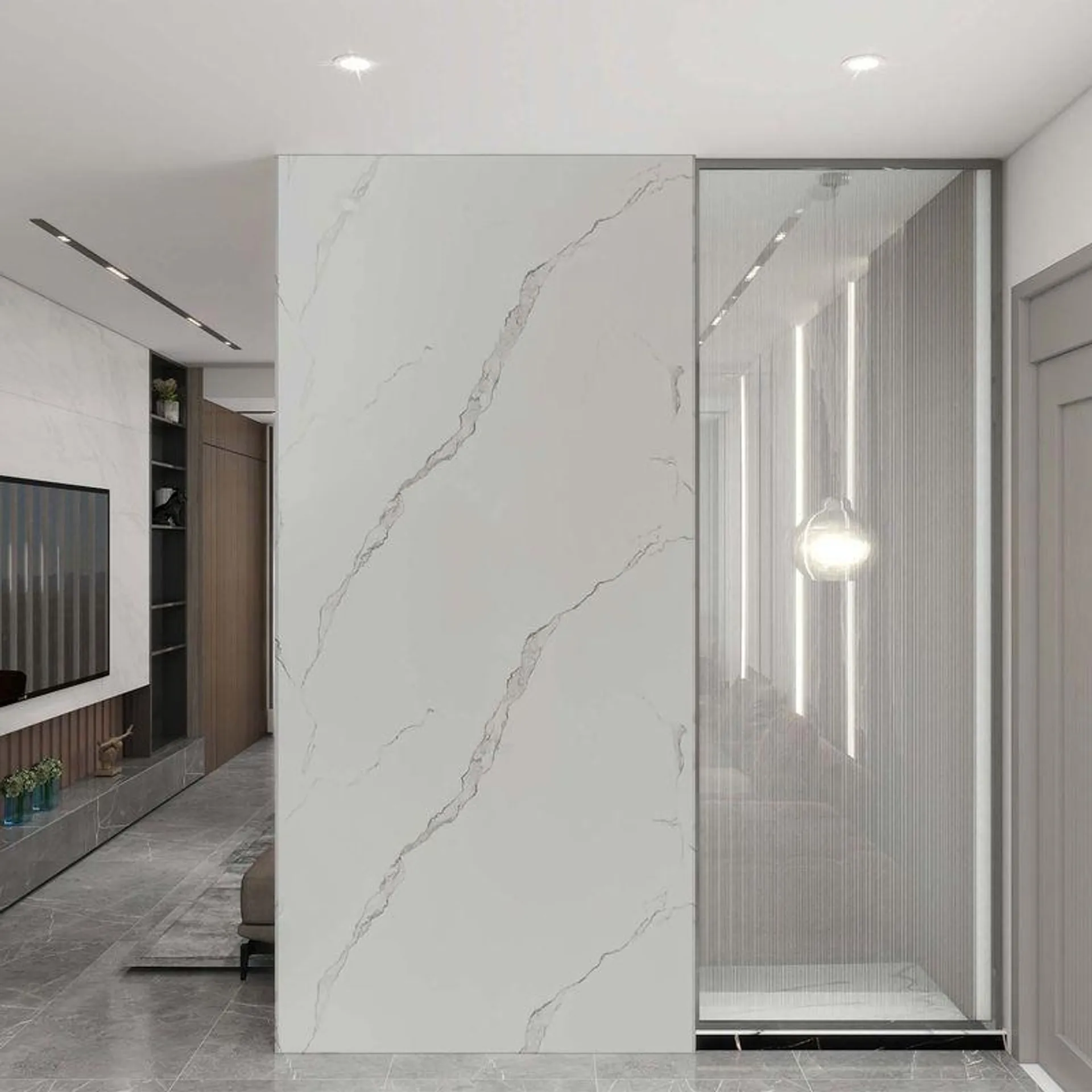 Panel SPC Wall Stein Marble Blanco Brillante 120x240 cm