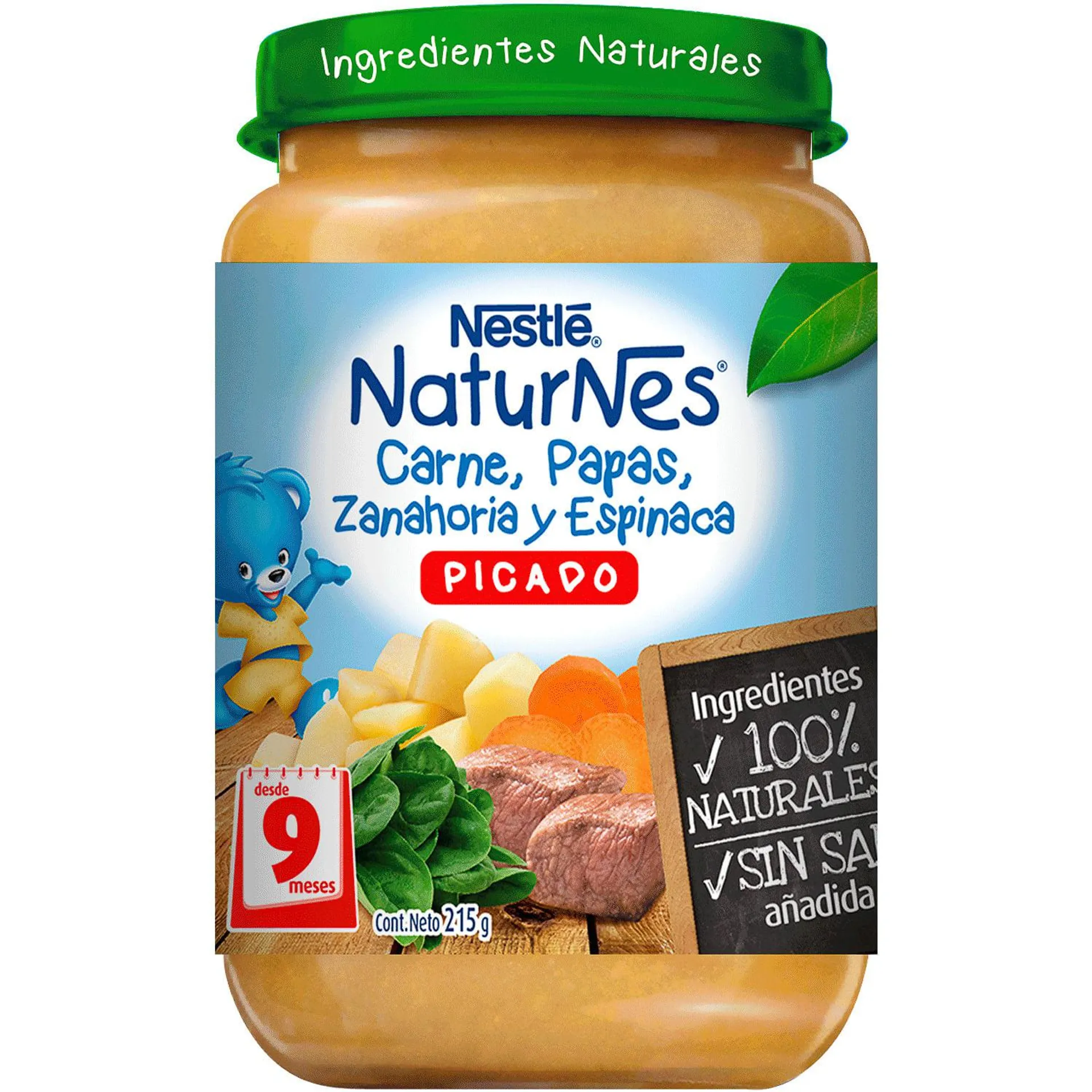 Picado Naturnes Carne Papas Zanahoria y Espinaca 215g