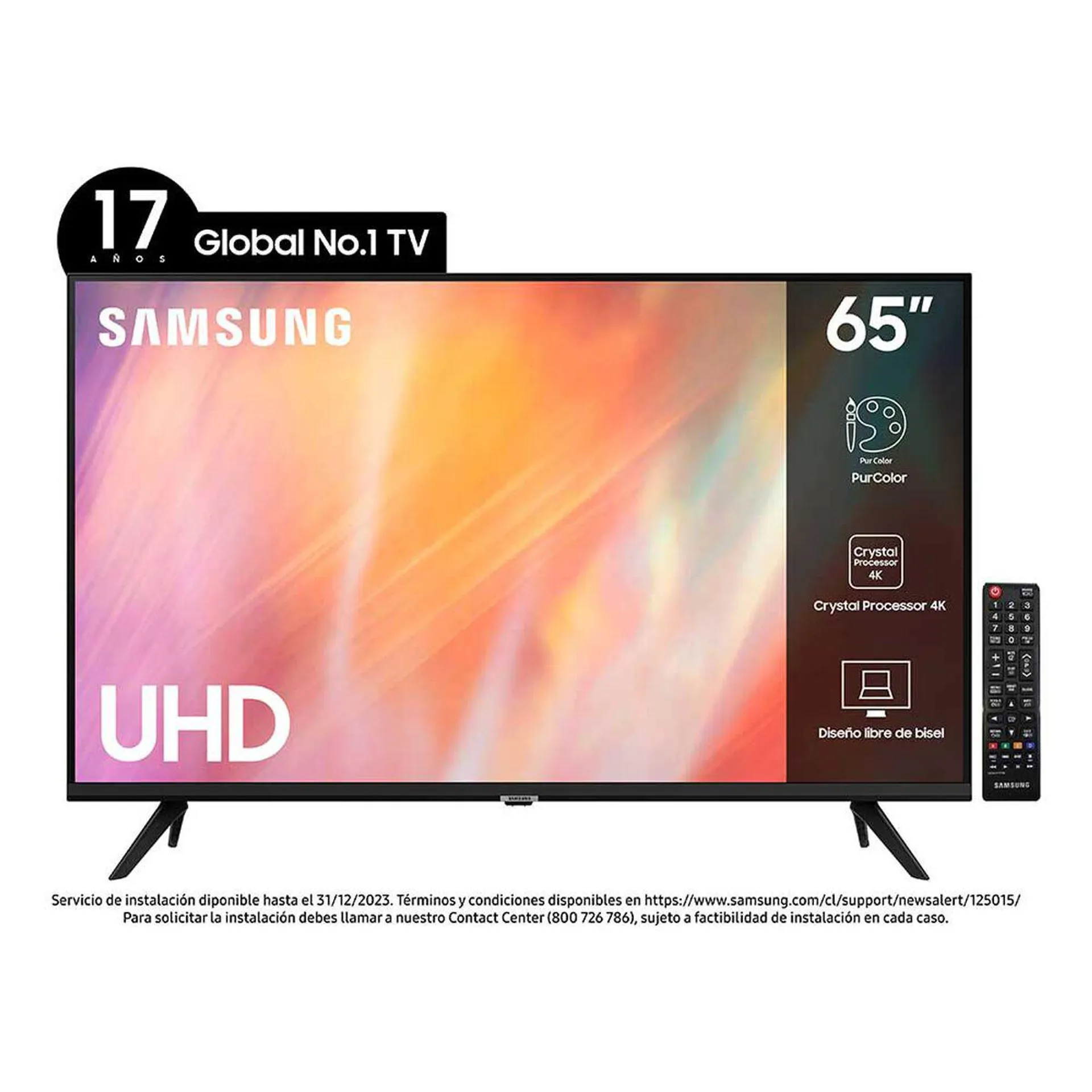 LED 65" Samsung UN65AU7090 Smart TV 4K Ultra HD