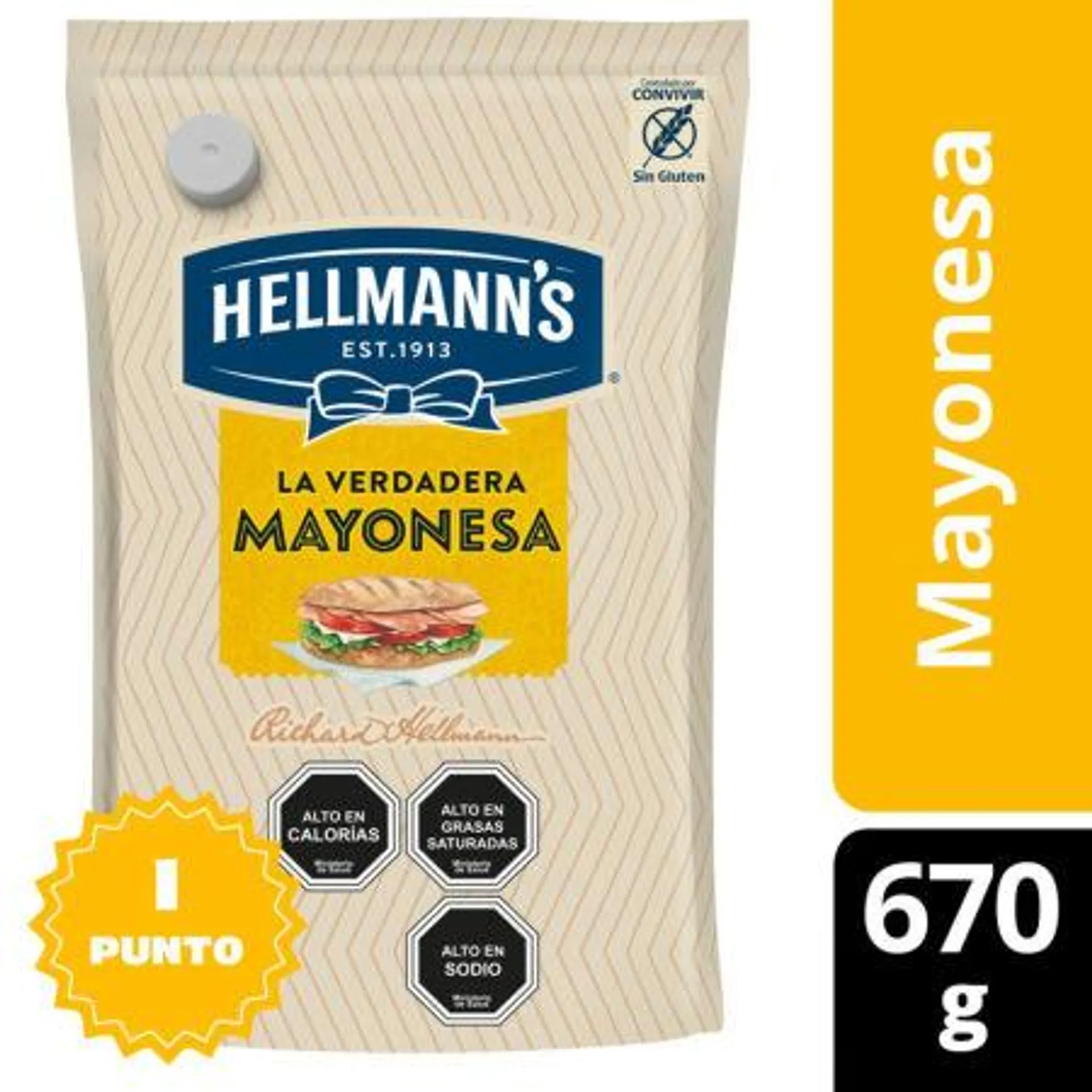 Hellmann's - Mayonesa Regular Doypack, 670 g