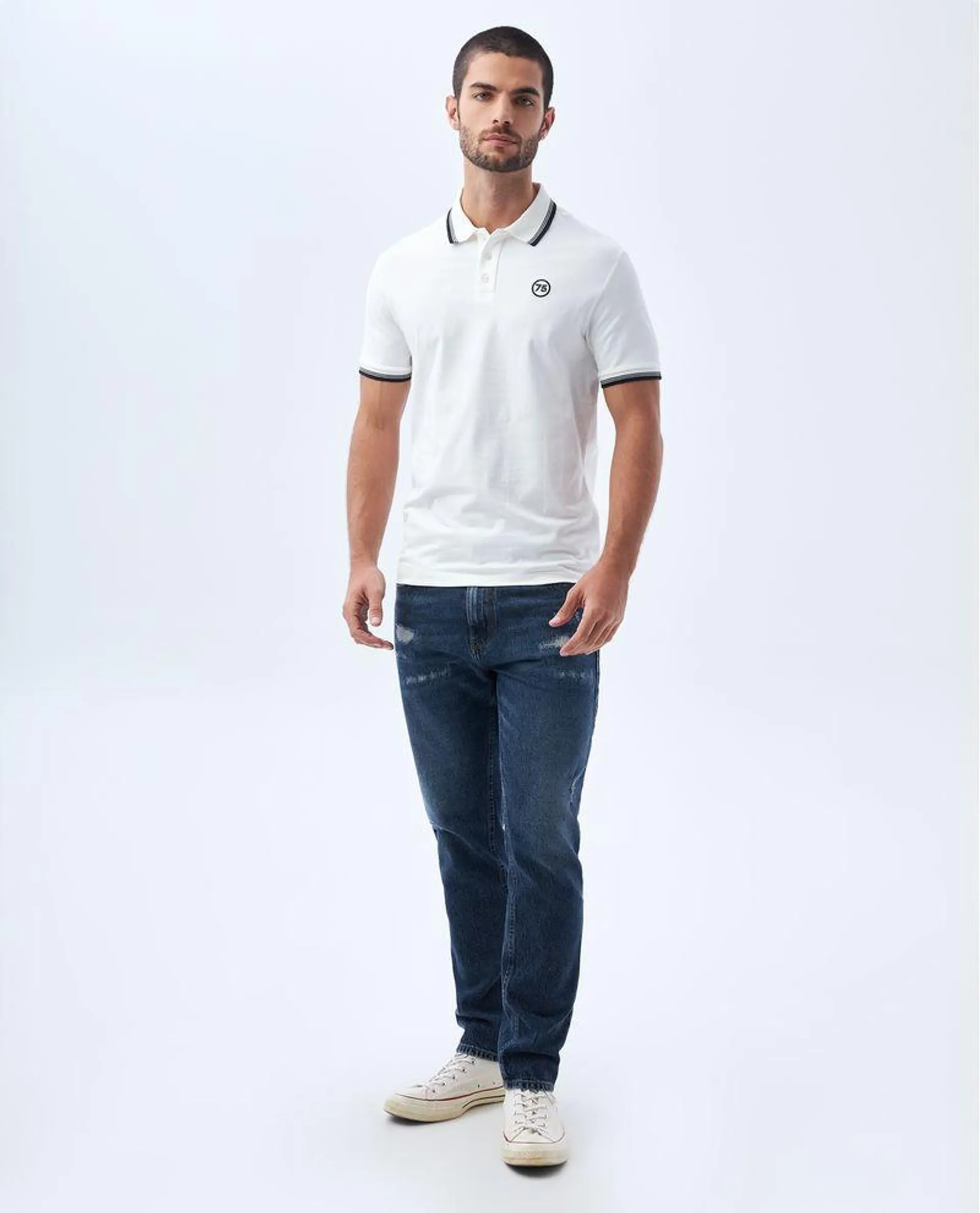 Polo con aplique bordado para hombre