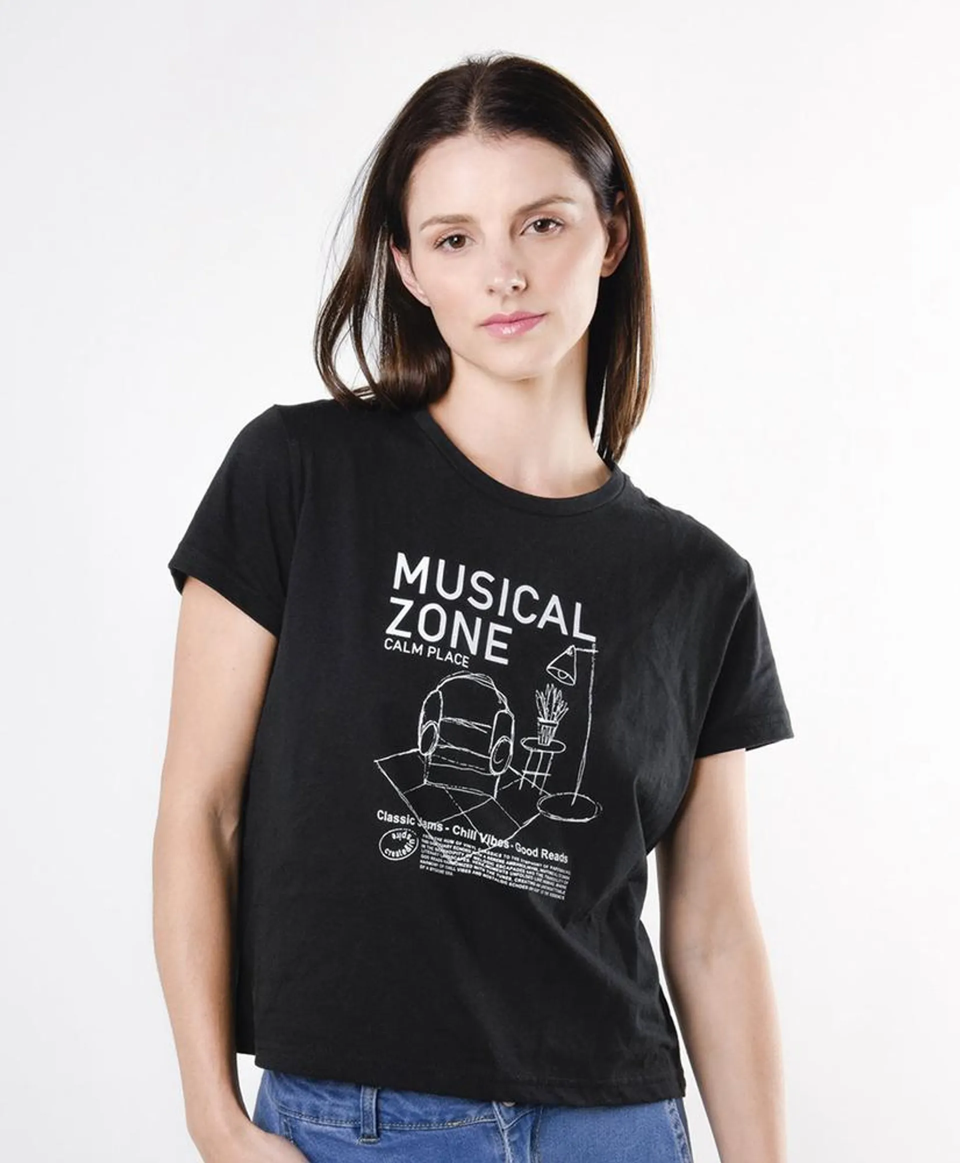 Polera mujer estampado musical