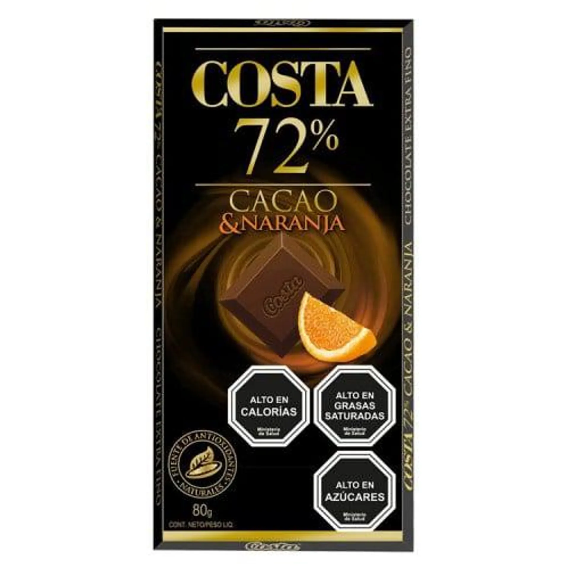 Chocolate Cacao 72% Costa Naranja 80Grs