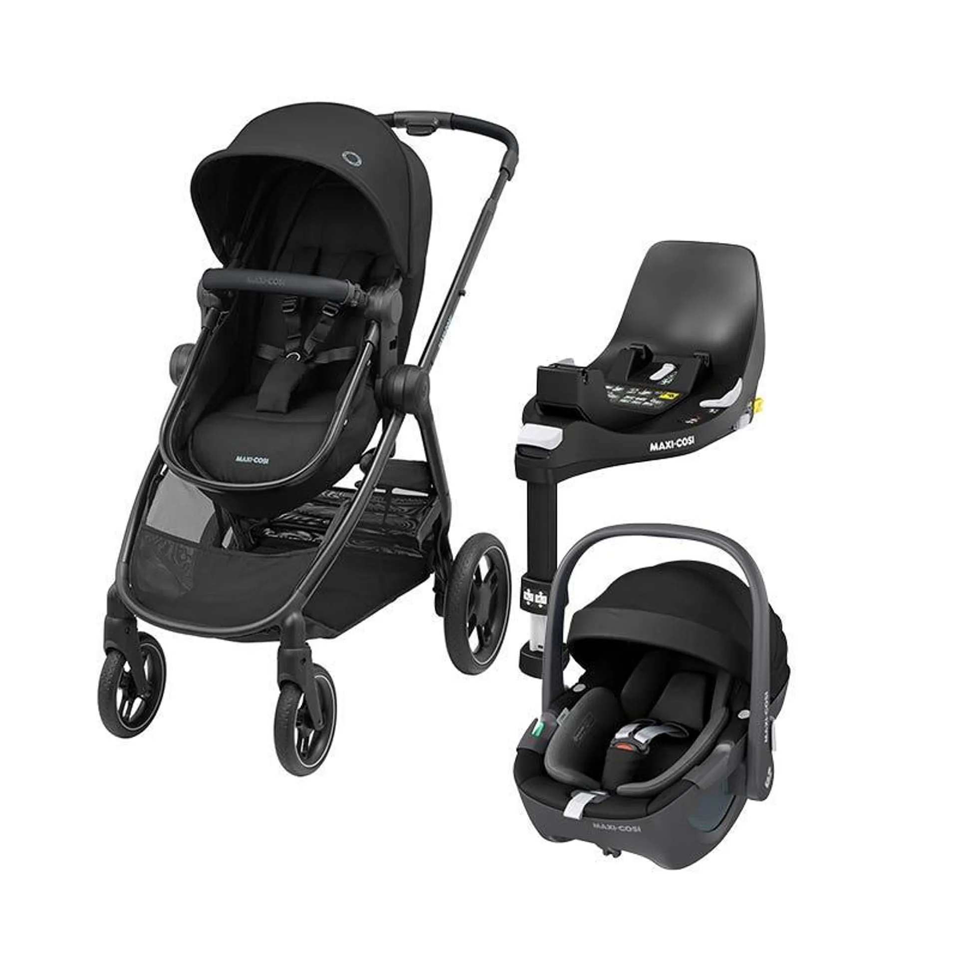 Coche Travel System Zelia 3 + Pebble 360° + Family Fix Essential Black