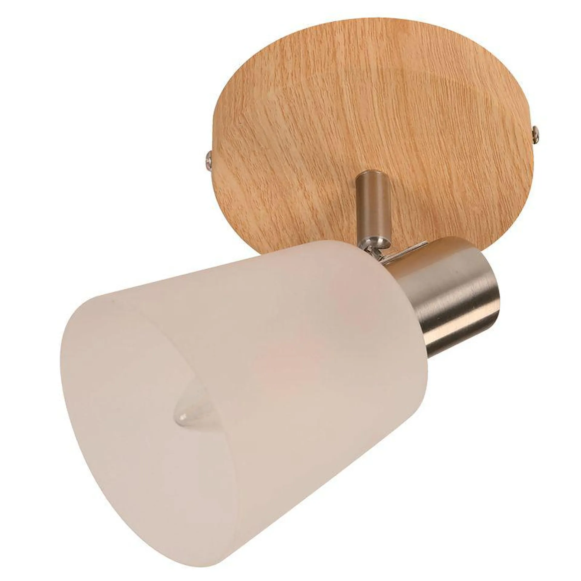 Lámpara de Techo Niquel Satinado Madera 1 Luz E14 40 w