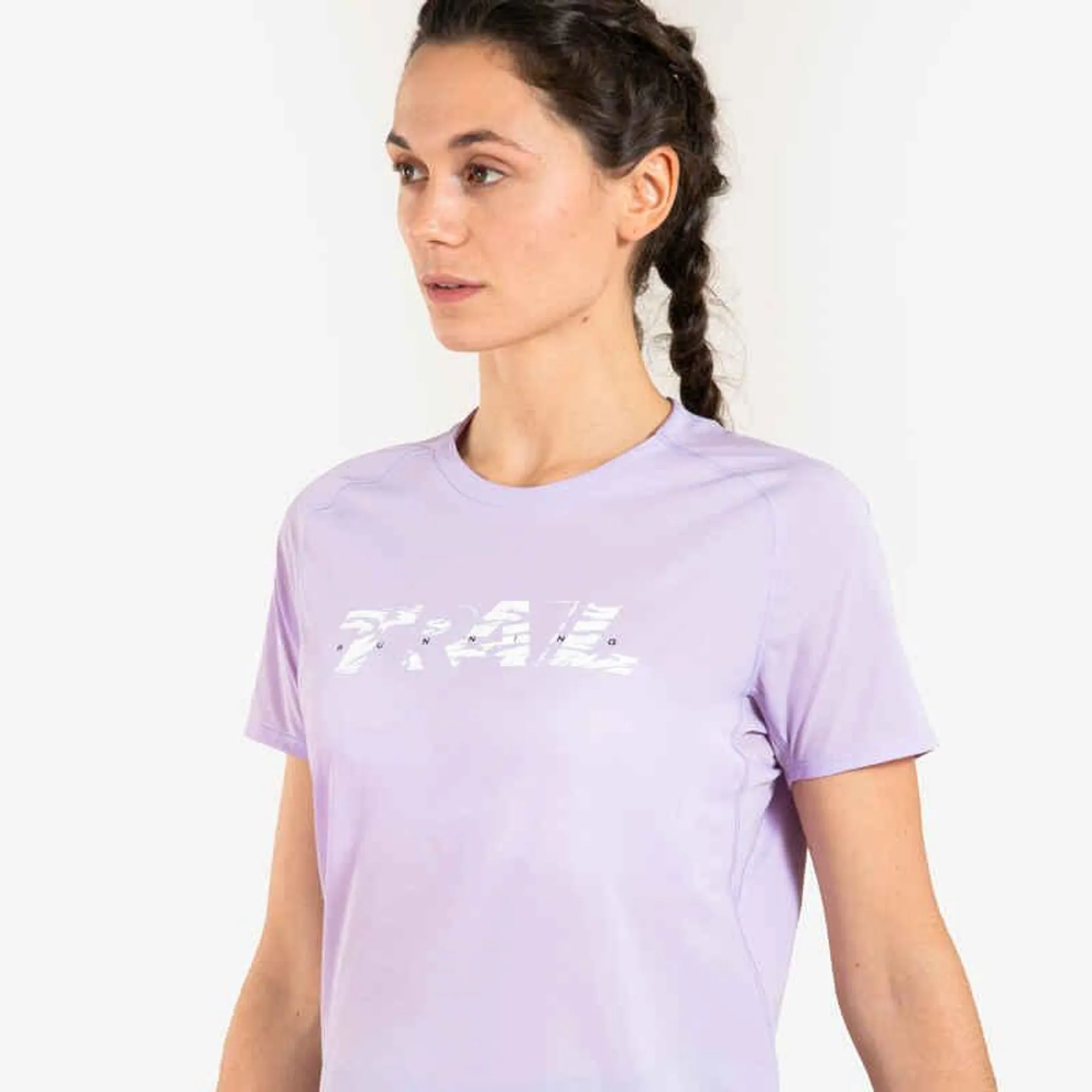 POLERA TRAIL RUNNING MANGA CORTA DISEÑO MUJER LILA