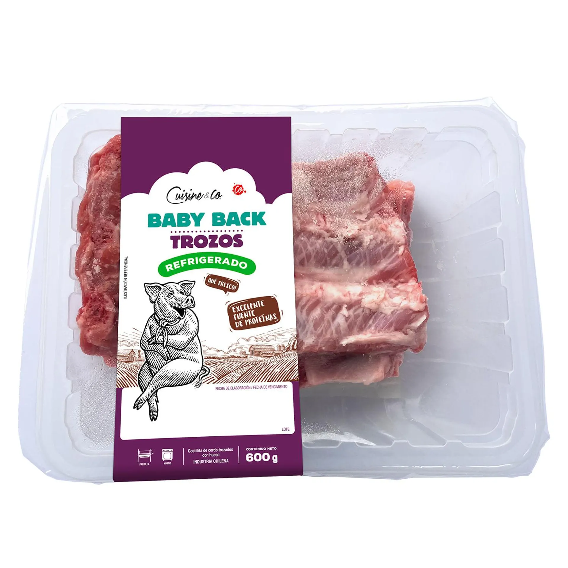 Baby Back Trozadas Cuisine & Co 600 g