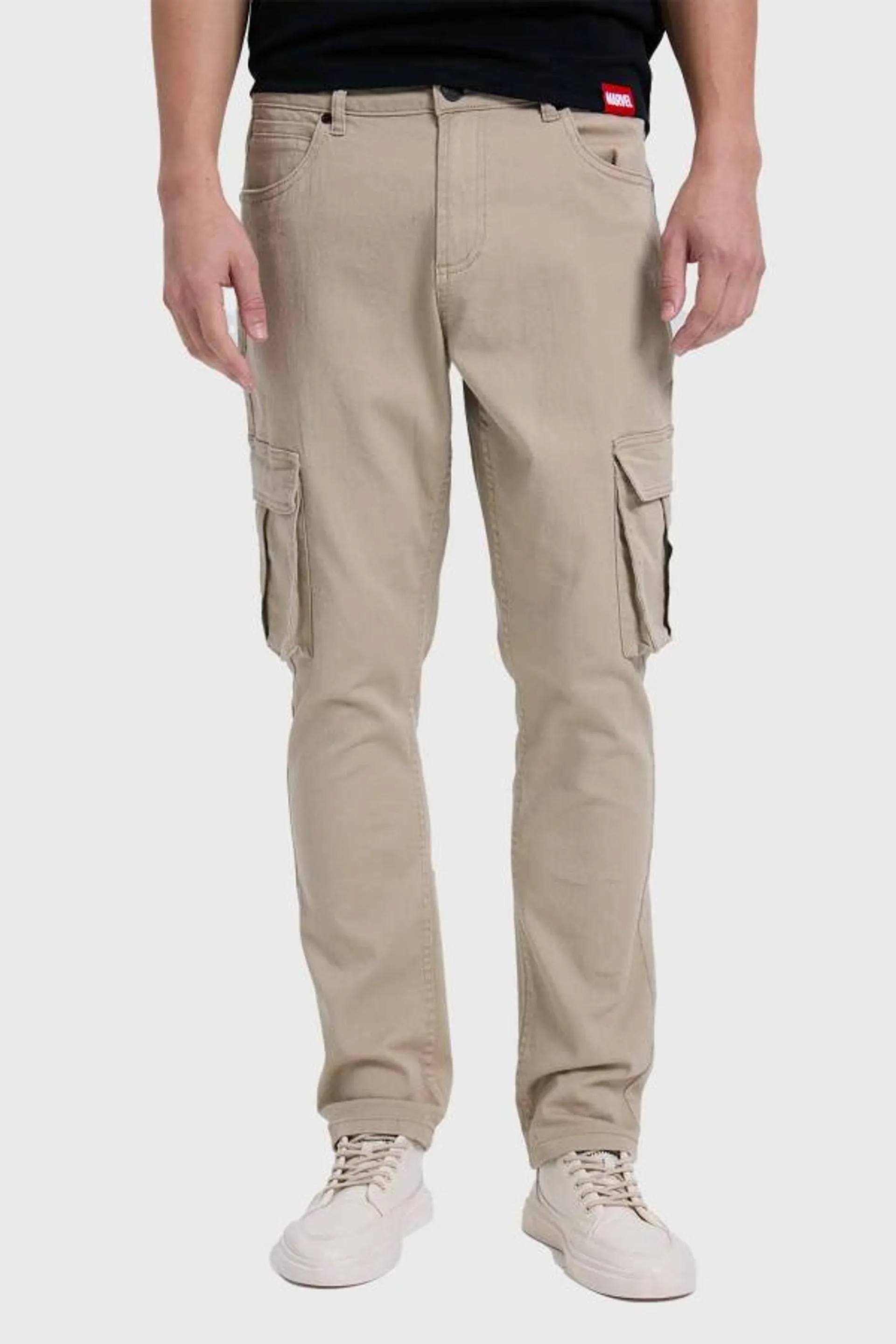 Jeans hombre cargo liso beige