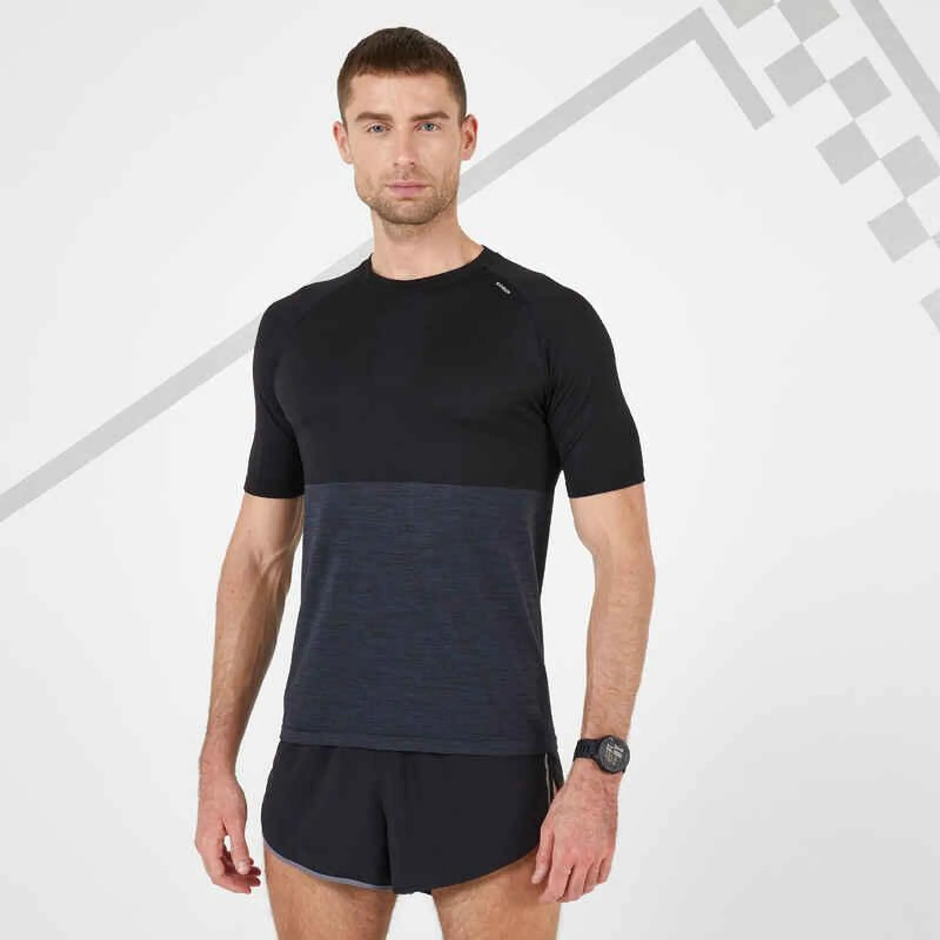 POLERA RUNNING HOMBRE TRANSPIRABLE KIPRUN CARE NEGRO