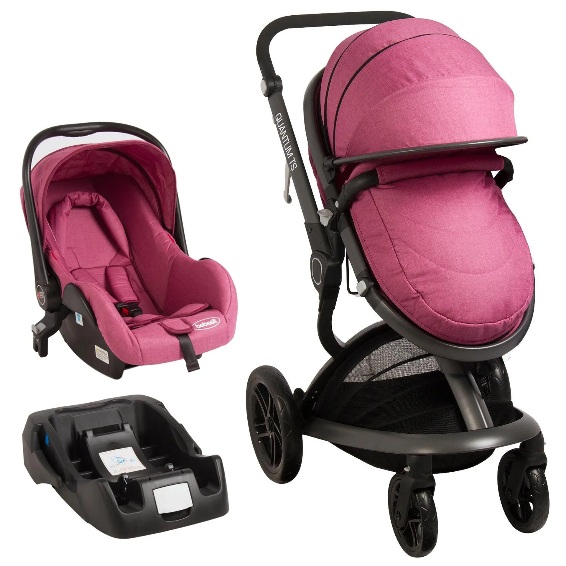 Coche Cuna Travel System Quantum Rosa