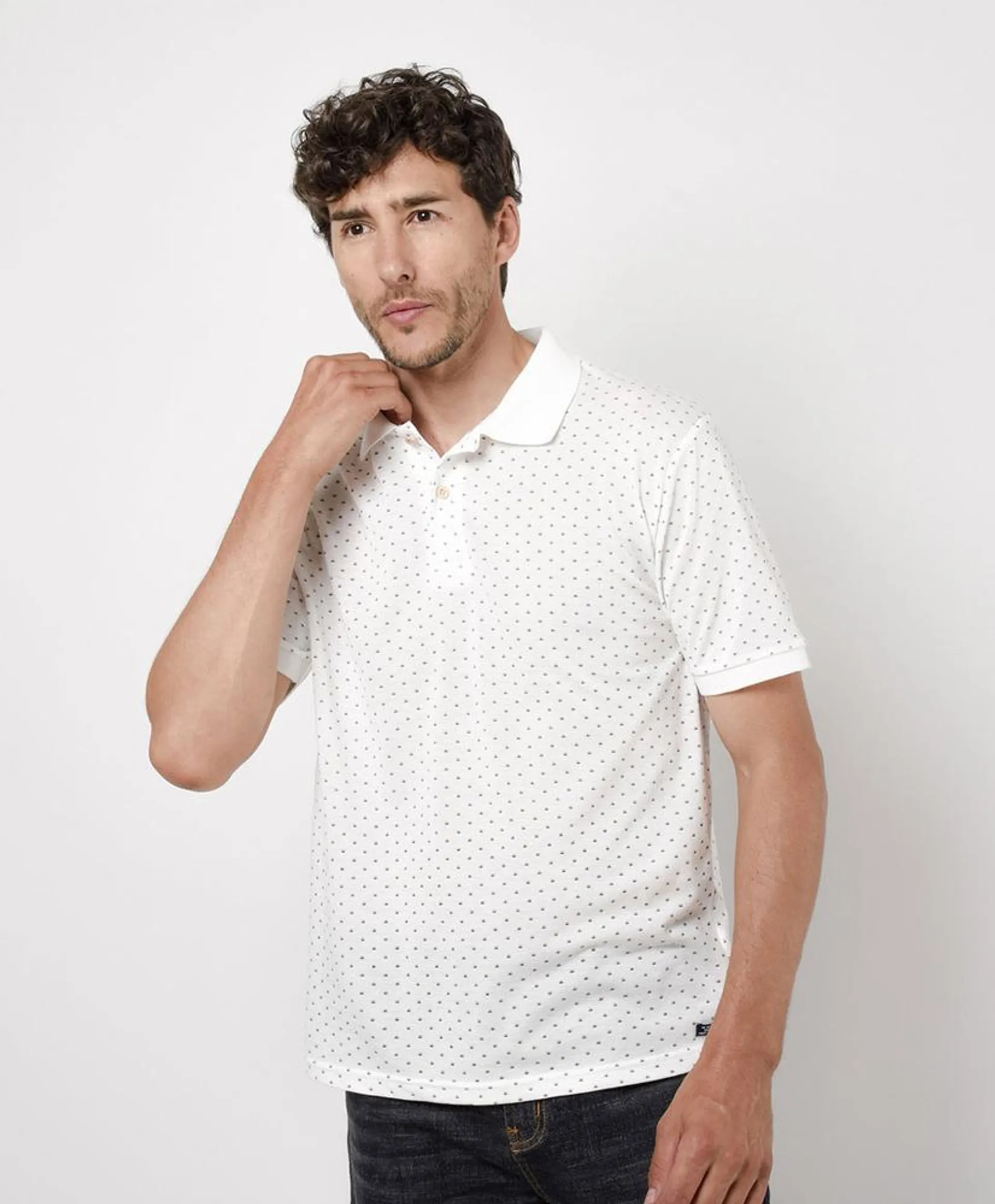 Polera hombre puntos cuello piqué