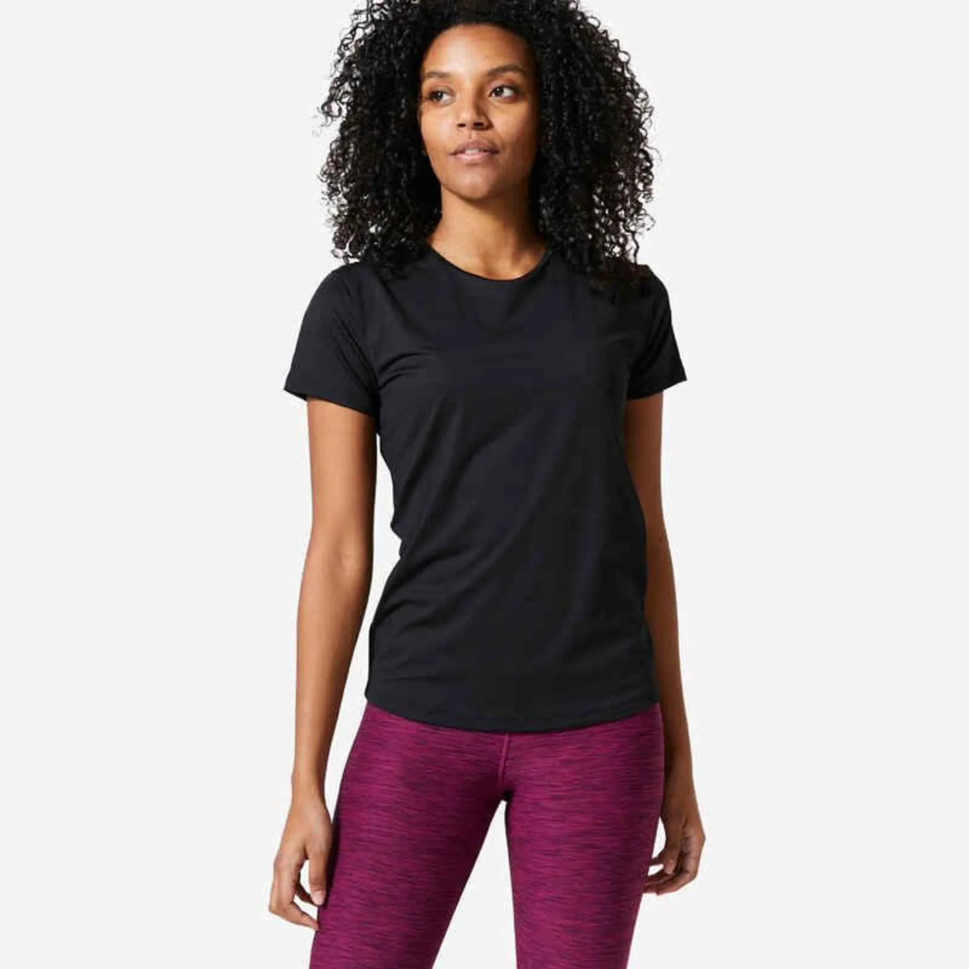 Polera Fitness Cardio Mujer Negro Manga Corta