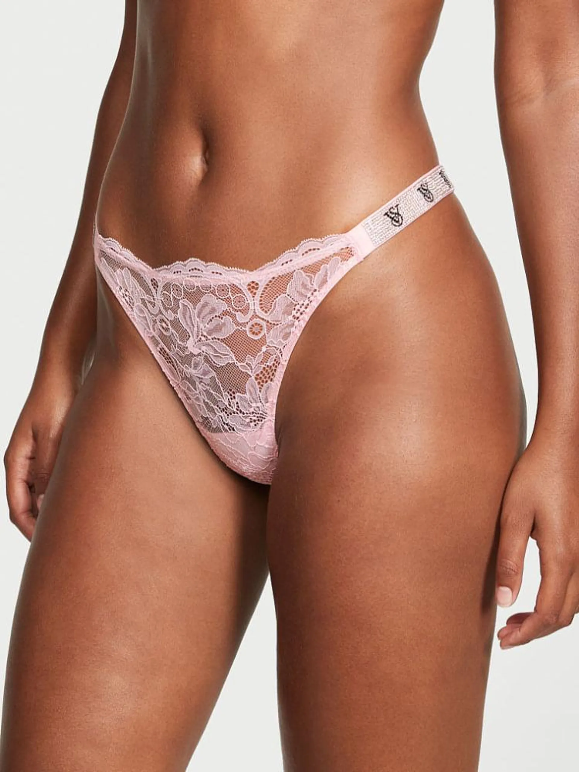 Panty Thong Con Tiras Brillantes Rosa