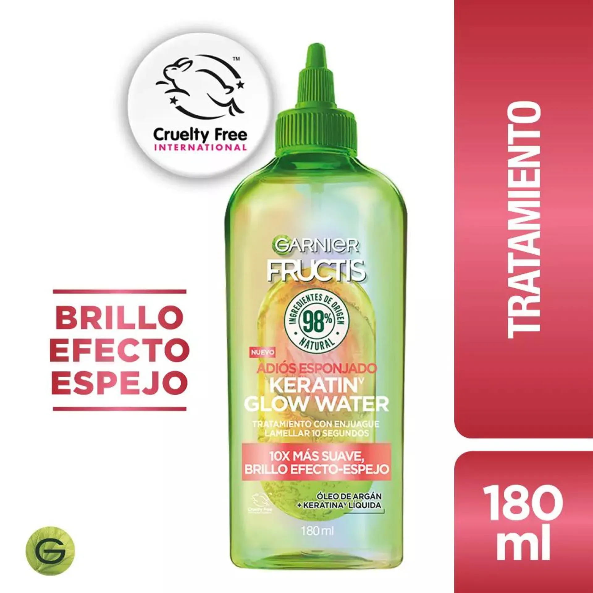 Tratamiento Keratin Glow Water Garnier Fructis Adiós Esponjado 180ml