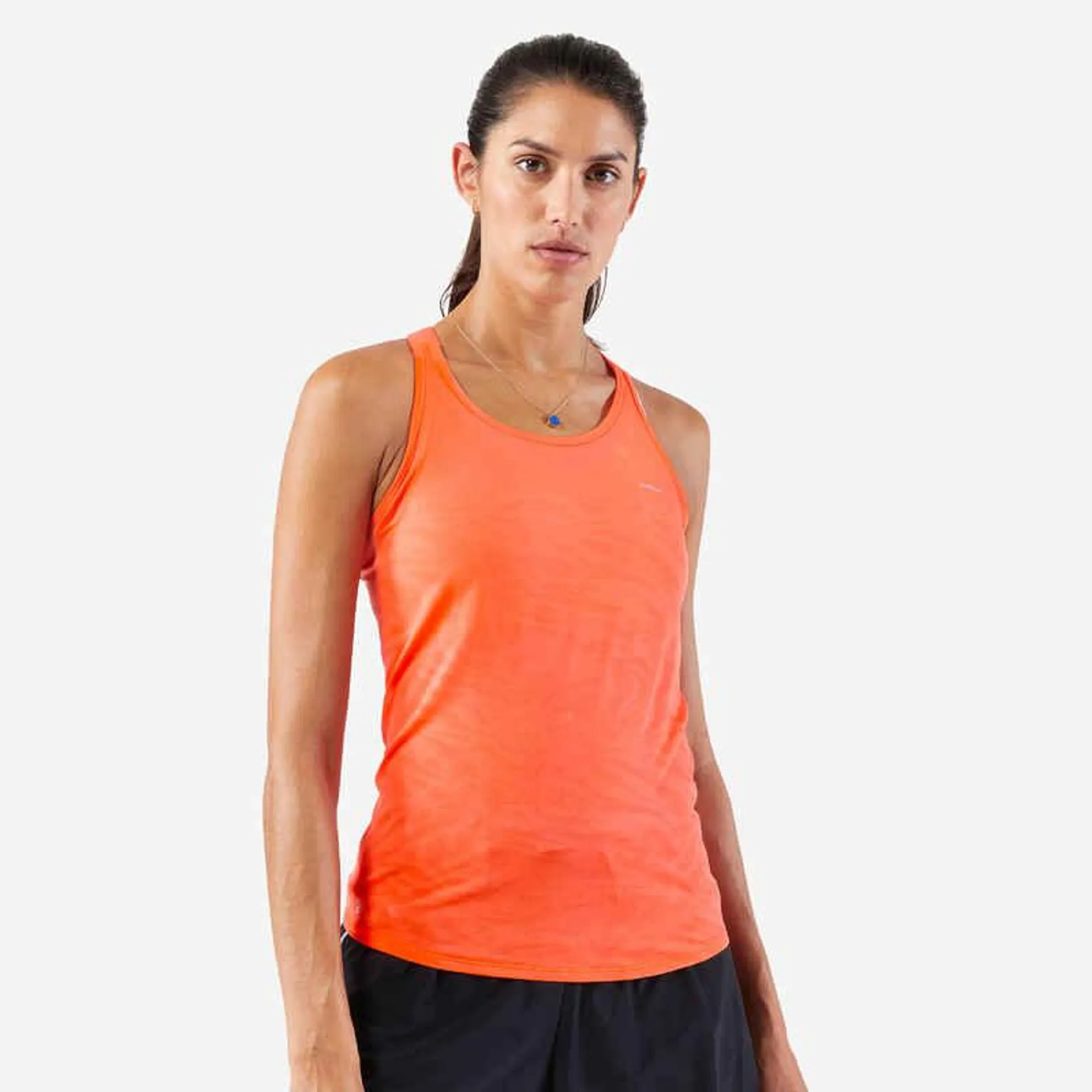 Polera sin mangas Running sin costuras mujer - KIPRUN Run 500 Confort coral