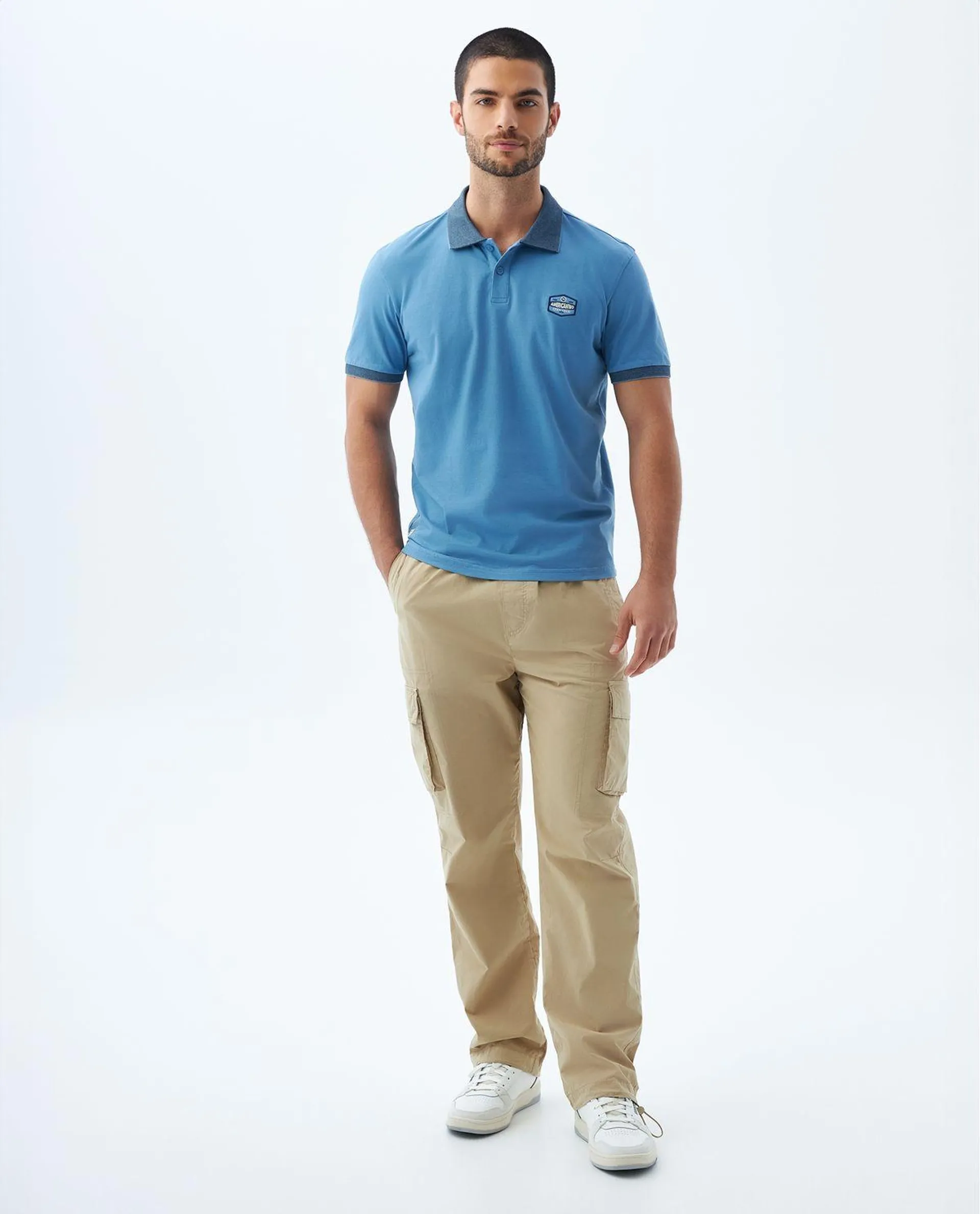 Camiseta polo con aplique para hombre