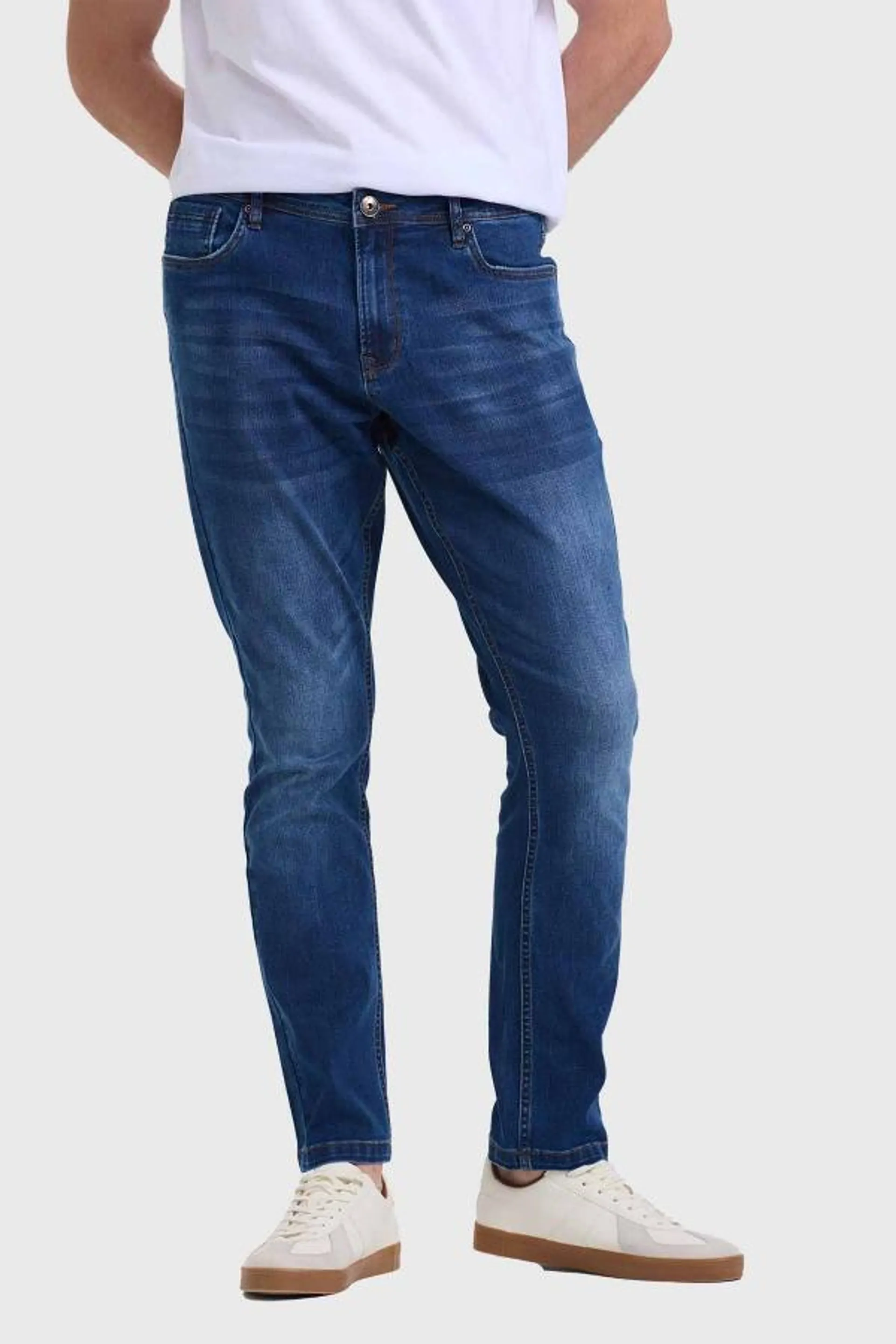 Jeans hombre slim rotura azul