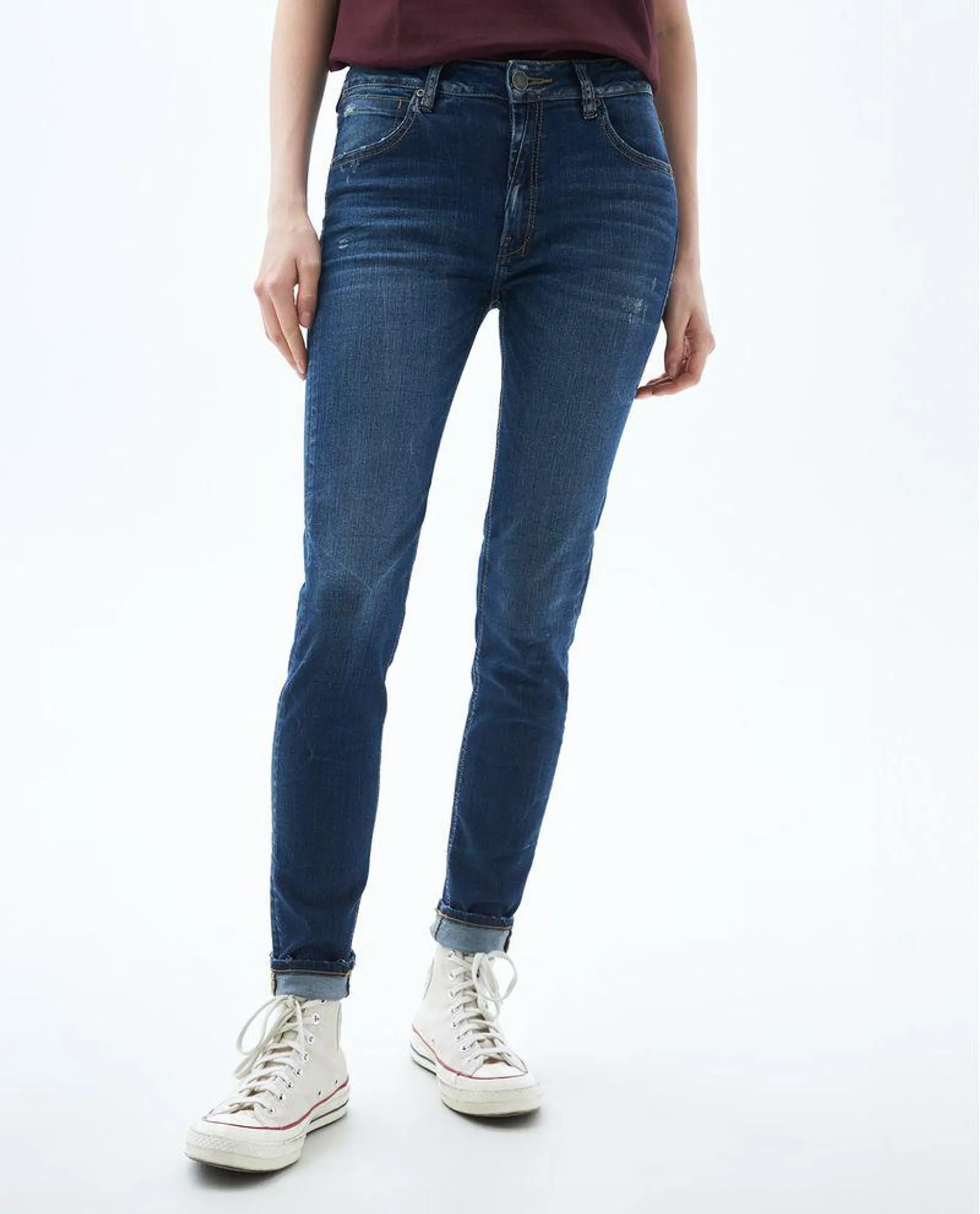 Jean Skinny tiro medio para mujer