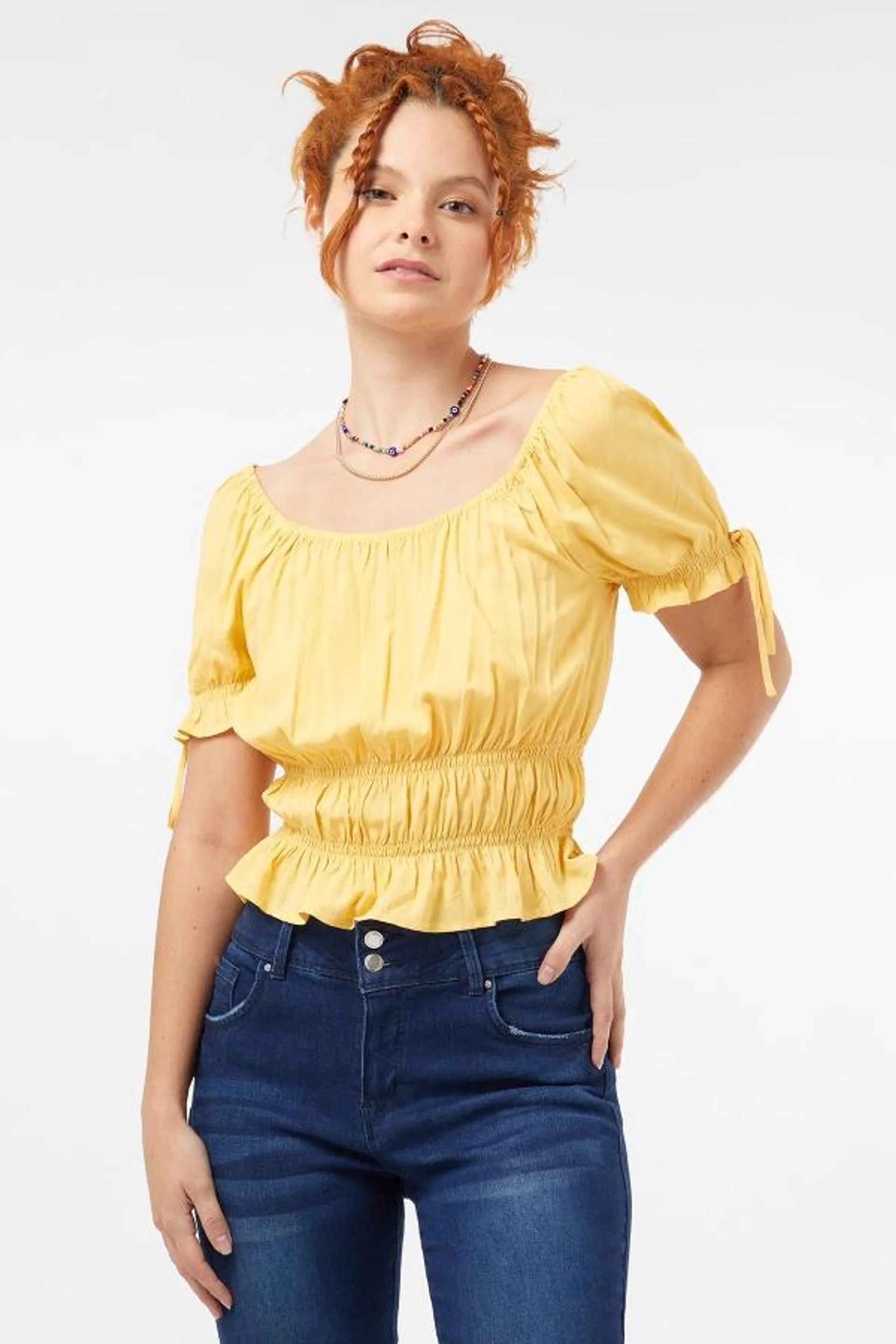 Blusa amarras en mangas amarillo