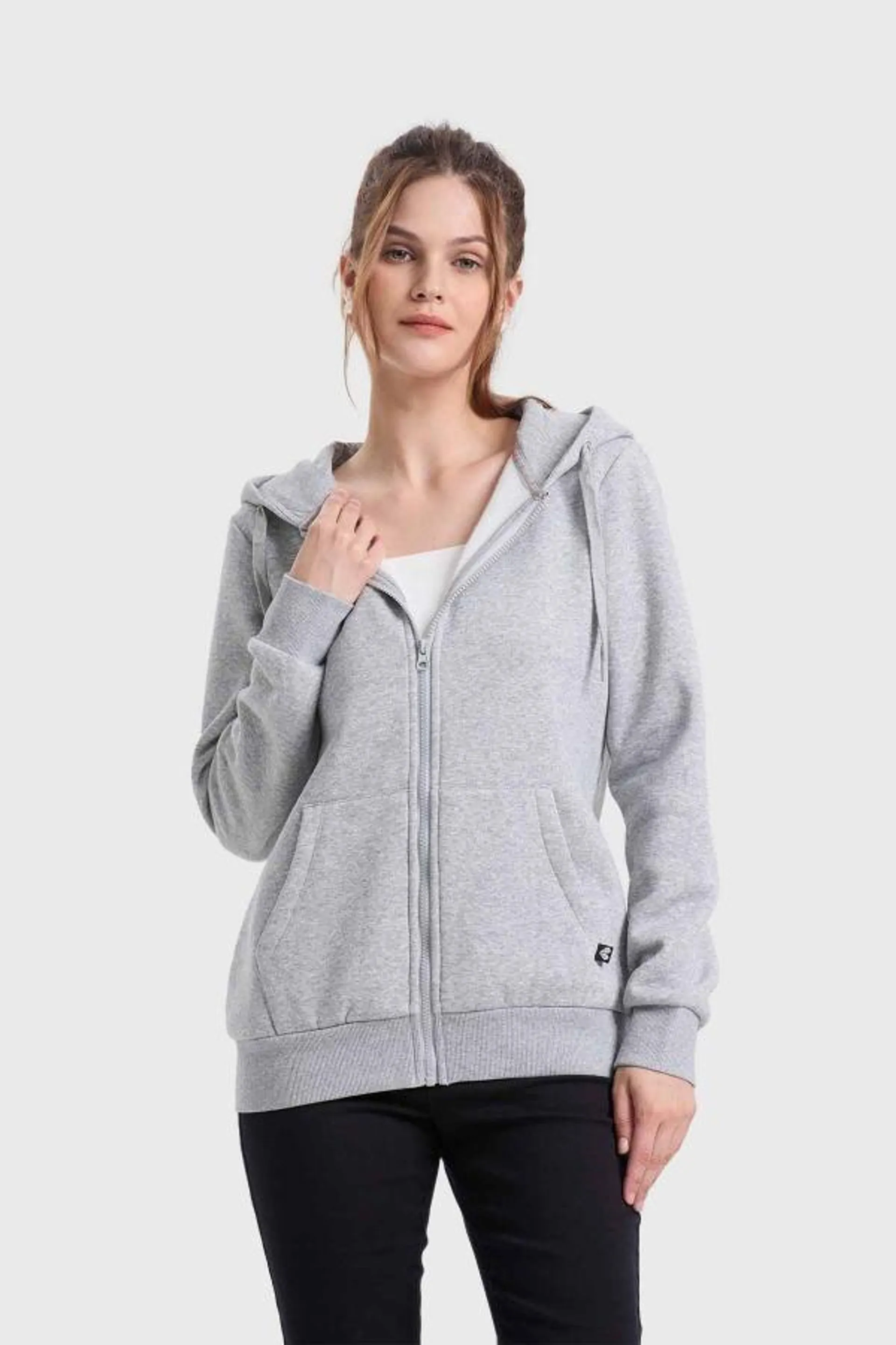 PolerÓn mujer hoodie gris fsp melange