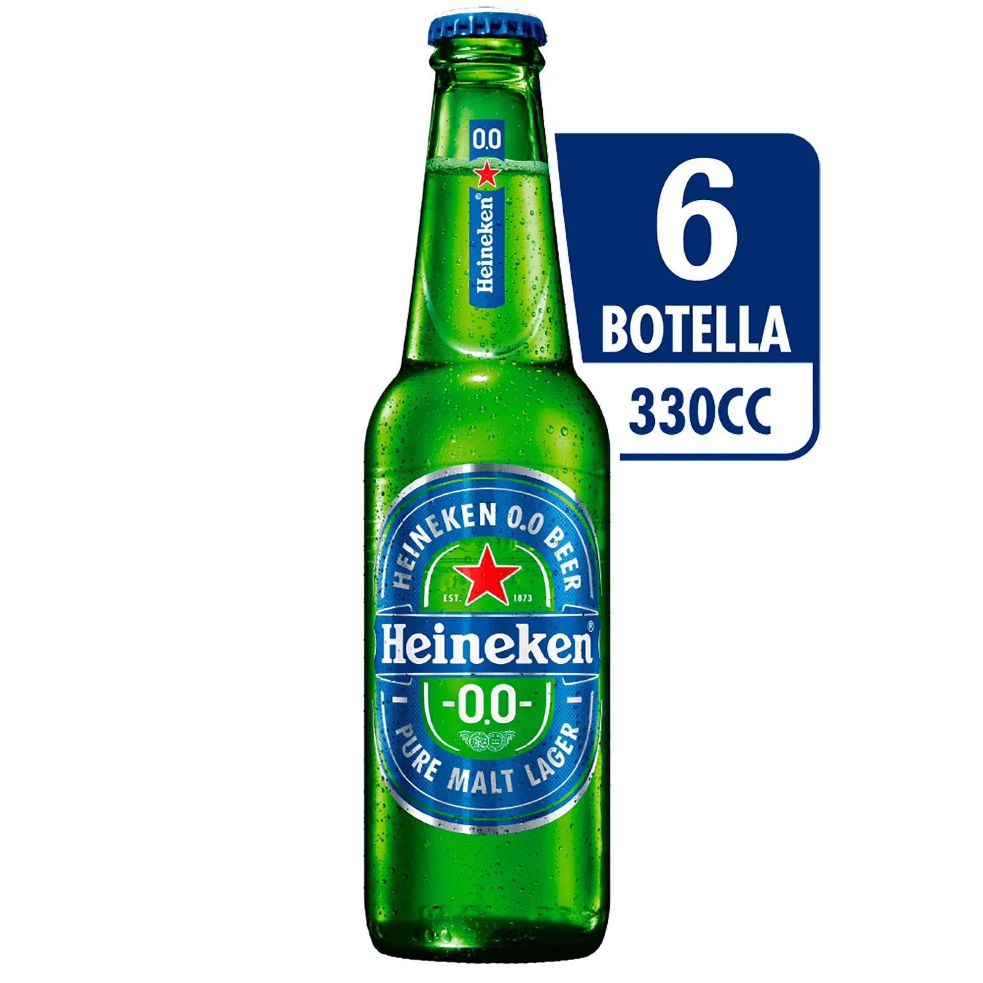 Pack 6 un. Cerveza Heineken 0.0° Sin Alcohol botella 330 cc