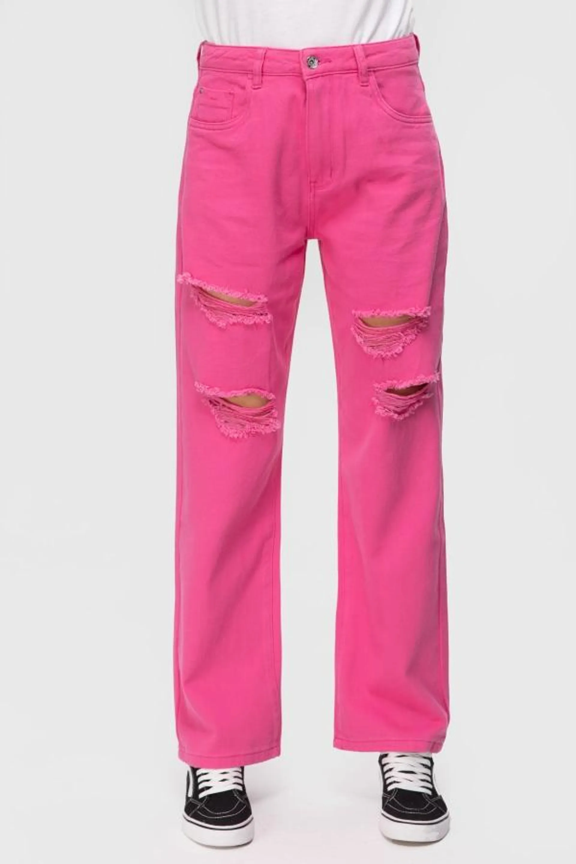 Jeans recto color fucsia