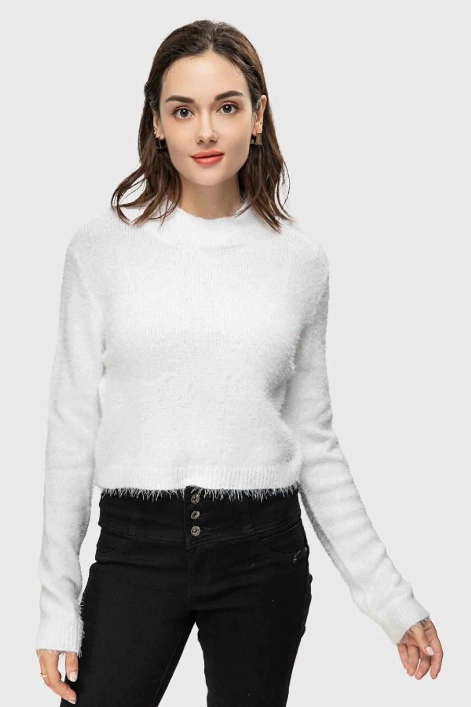 Sweater crop blanco