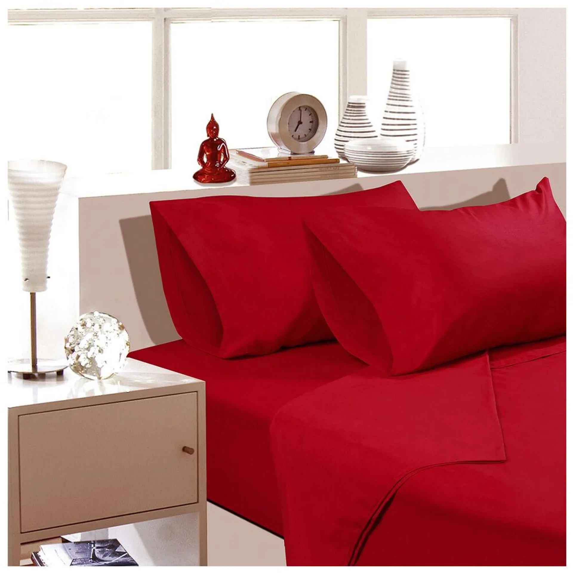 Sabana Unicolor Arthome King Color Rojo 144 Hilos