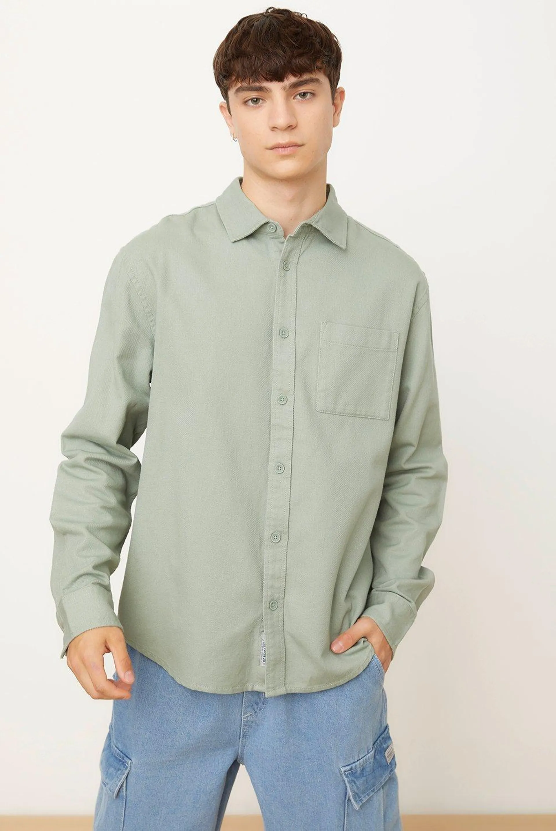 Camisa Manga Larga Gabardina Algodón Relax Hombre Bearcliff