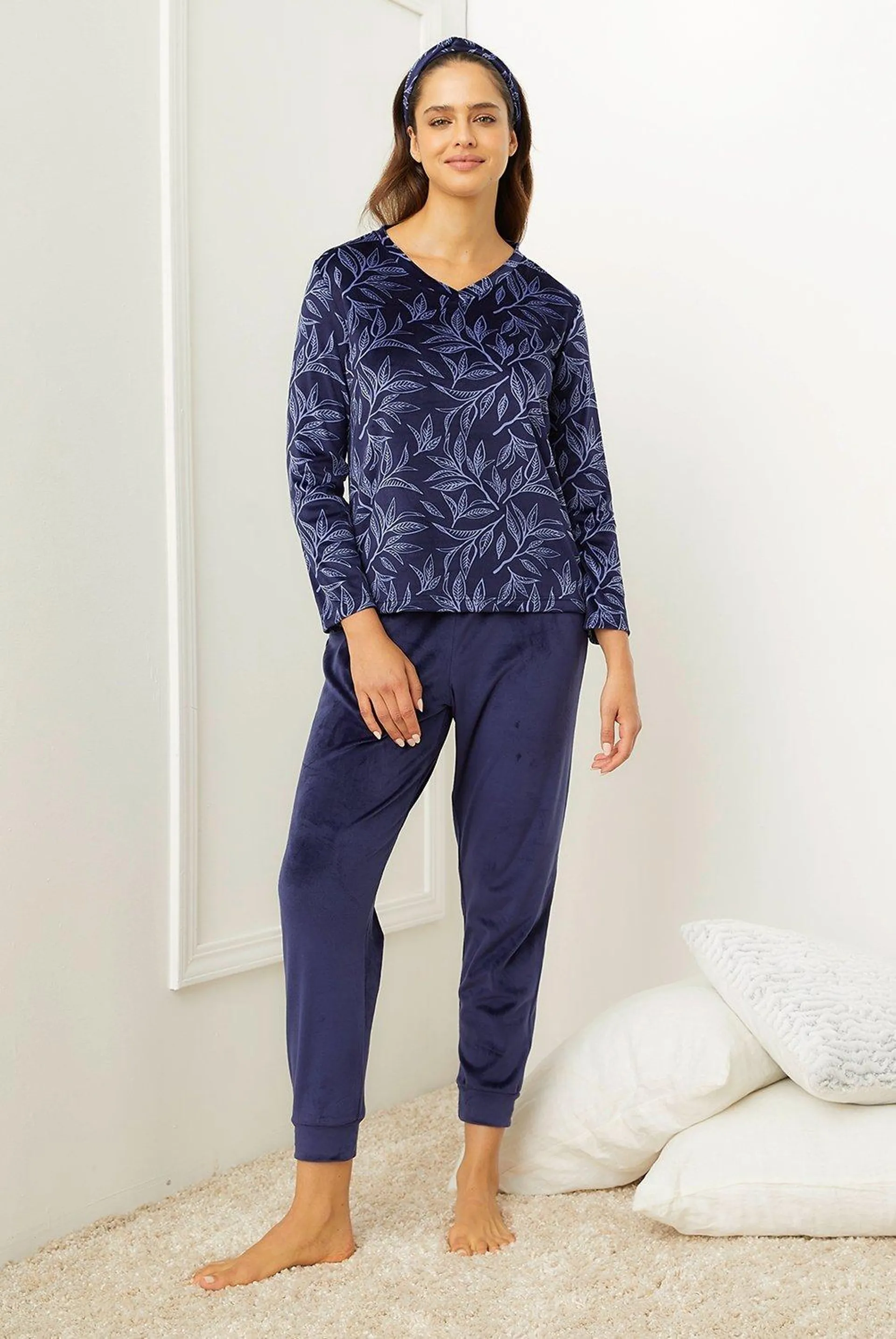 Pijama De Velvet Mujer Blu