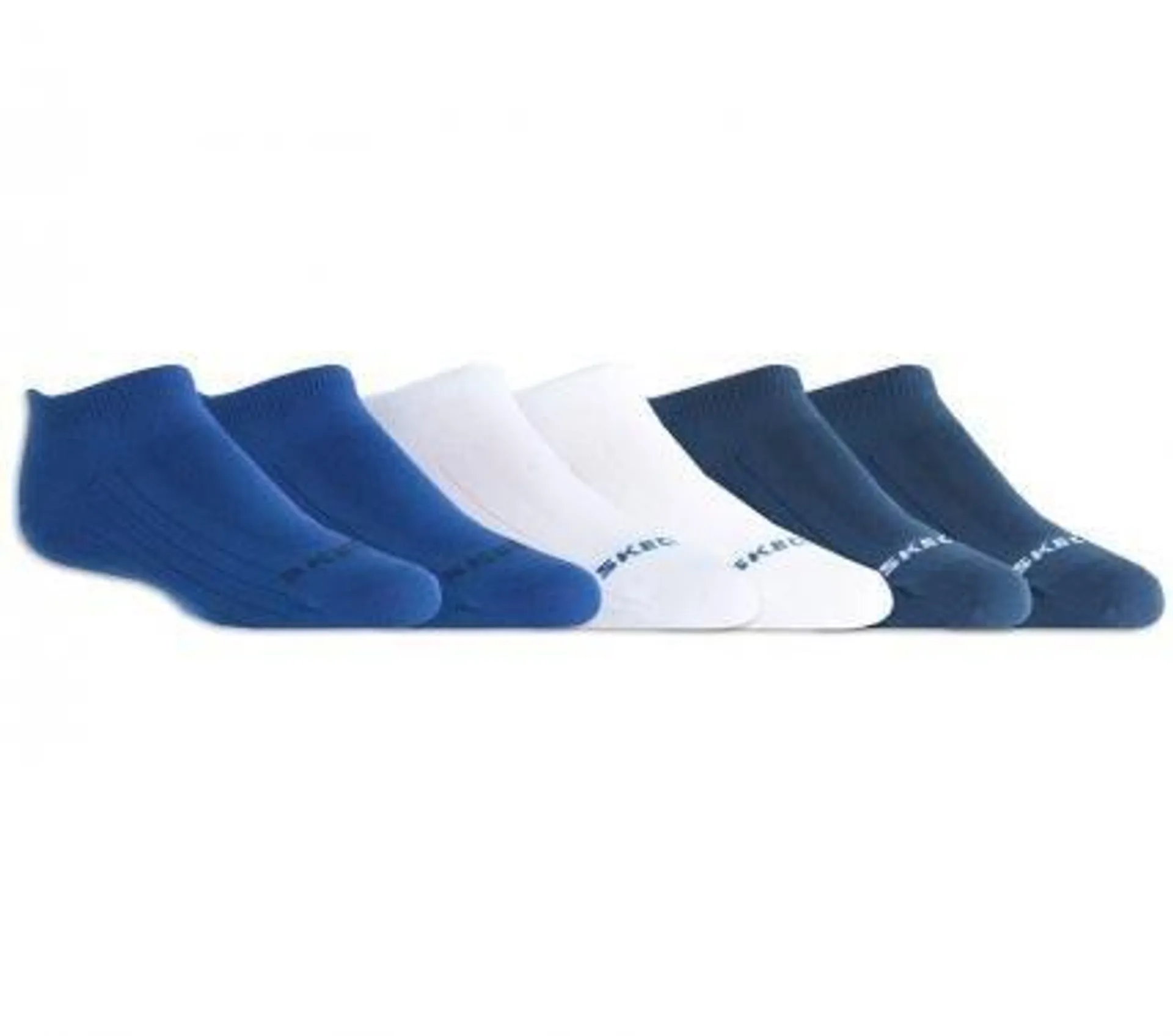 6 Pack Boys Socks - Non Terry No Show Blue