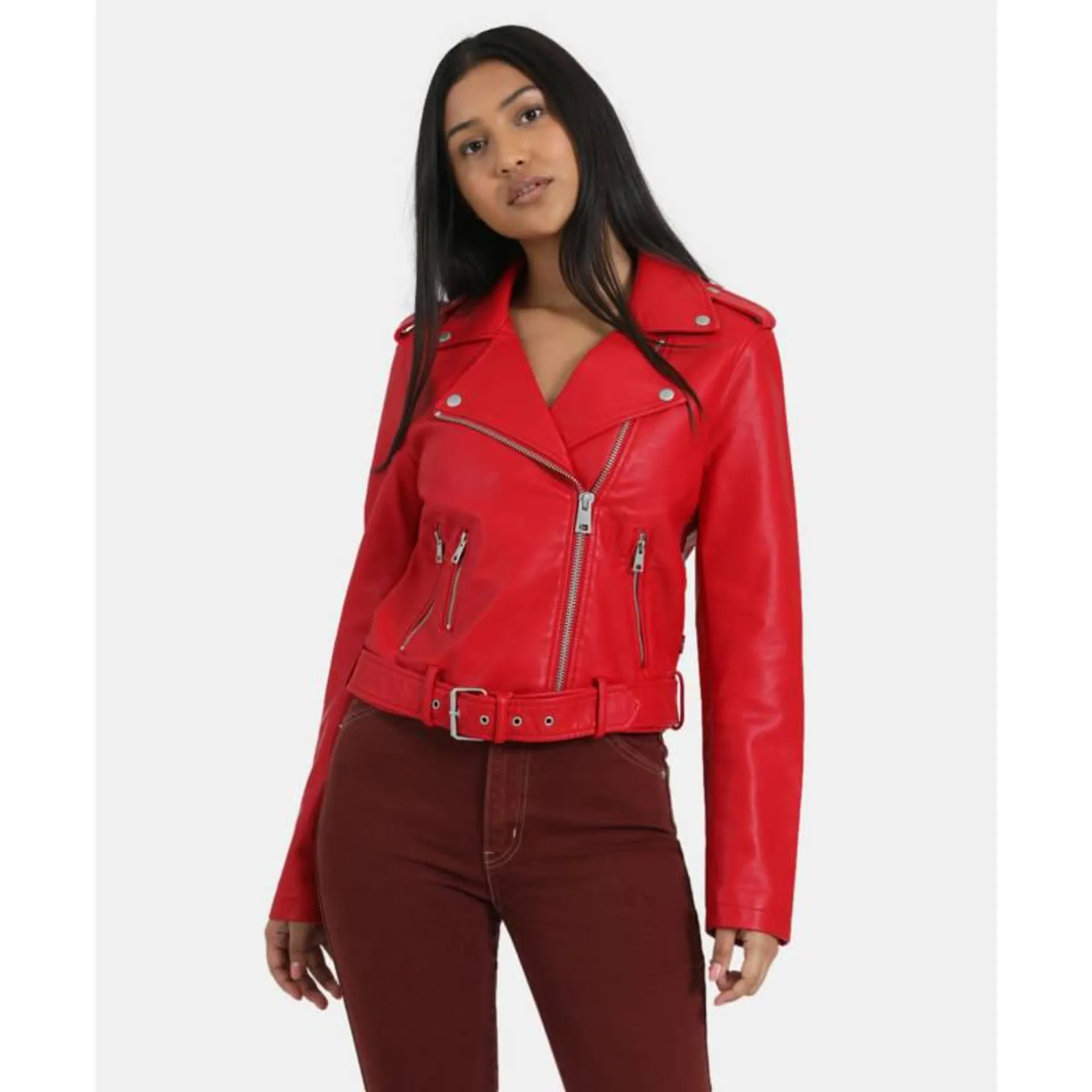 Chaqueta Mujer Belted Moto Rojo Levis