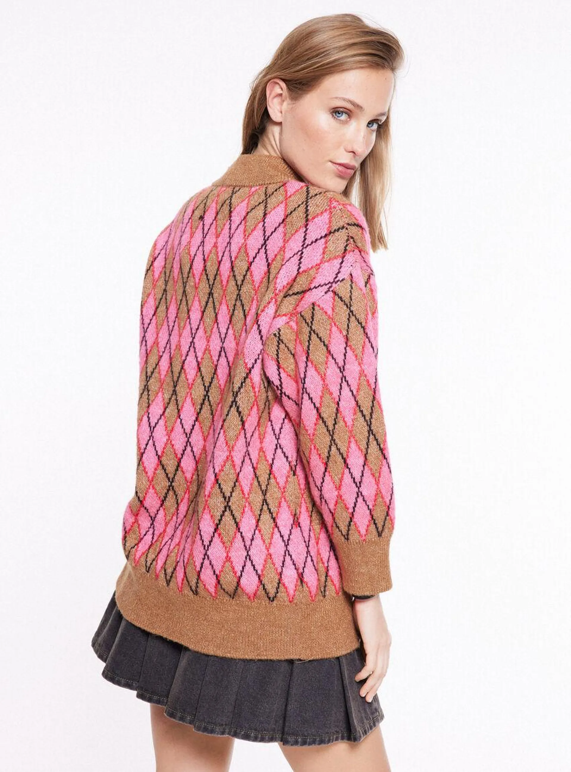 Sweater Mng Rombos Botones Talla XS