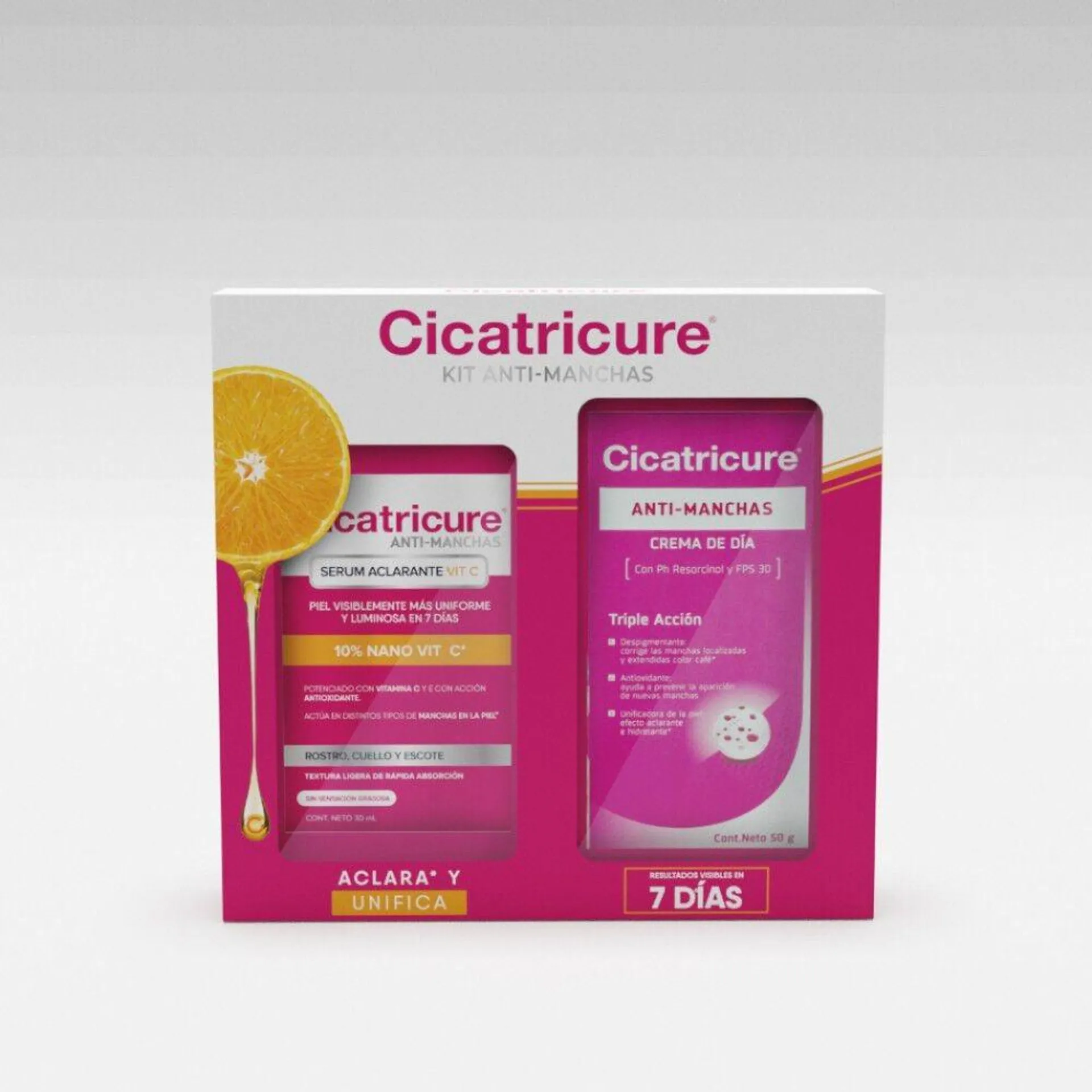 Kit Anti Manchas Serum Aclarante Vit C 30 mL + Crema Día