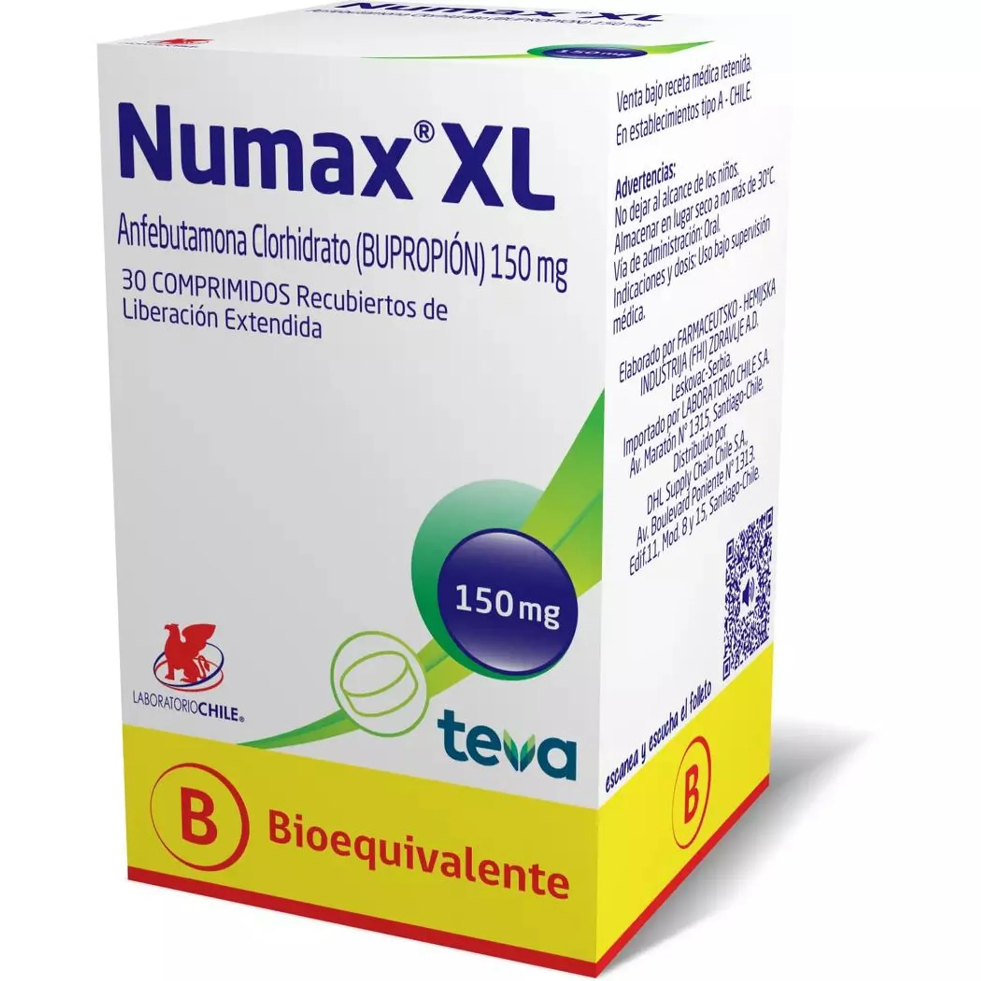 Numax XL (B) Anfebutamona 150mg 30 Comprimidos Prolongados