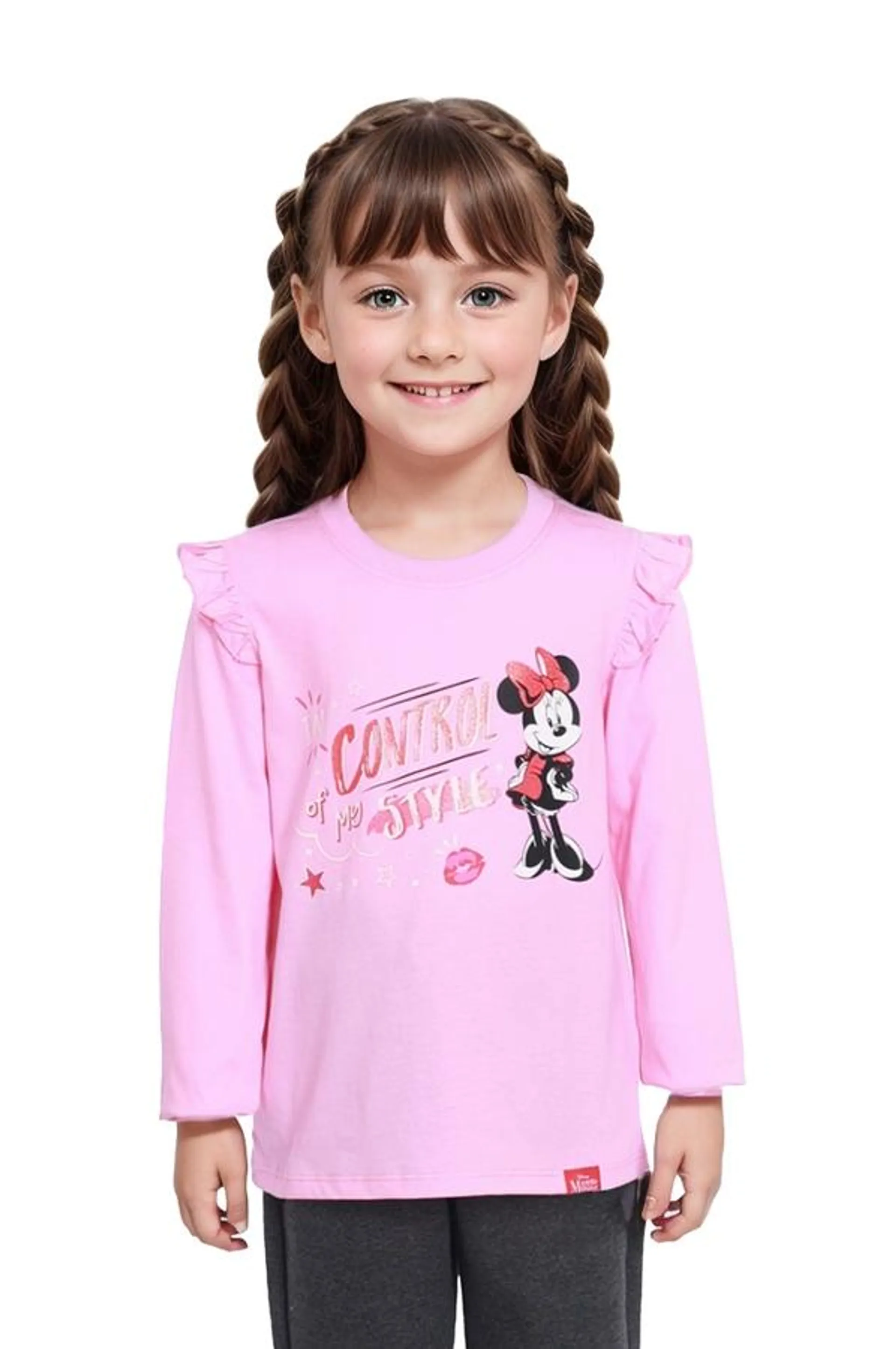 Polera niÑa minnie rosado i