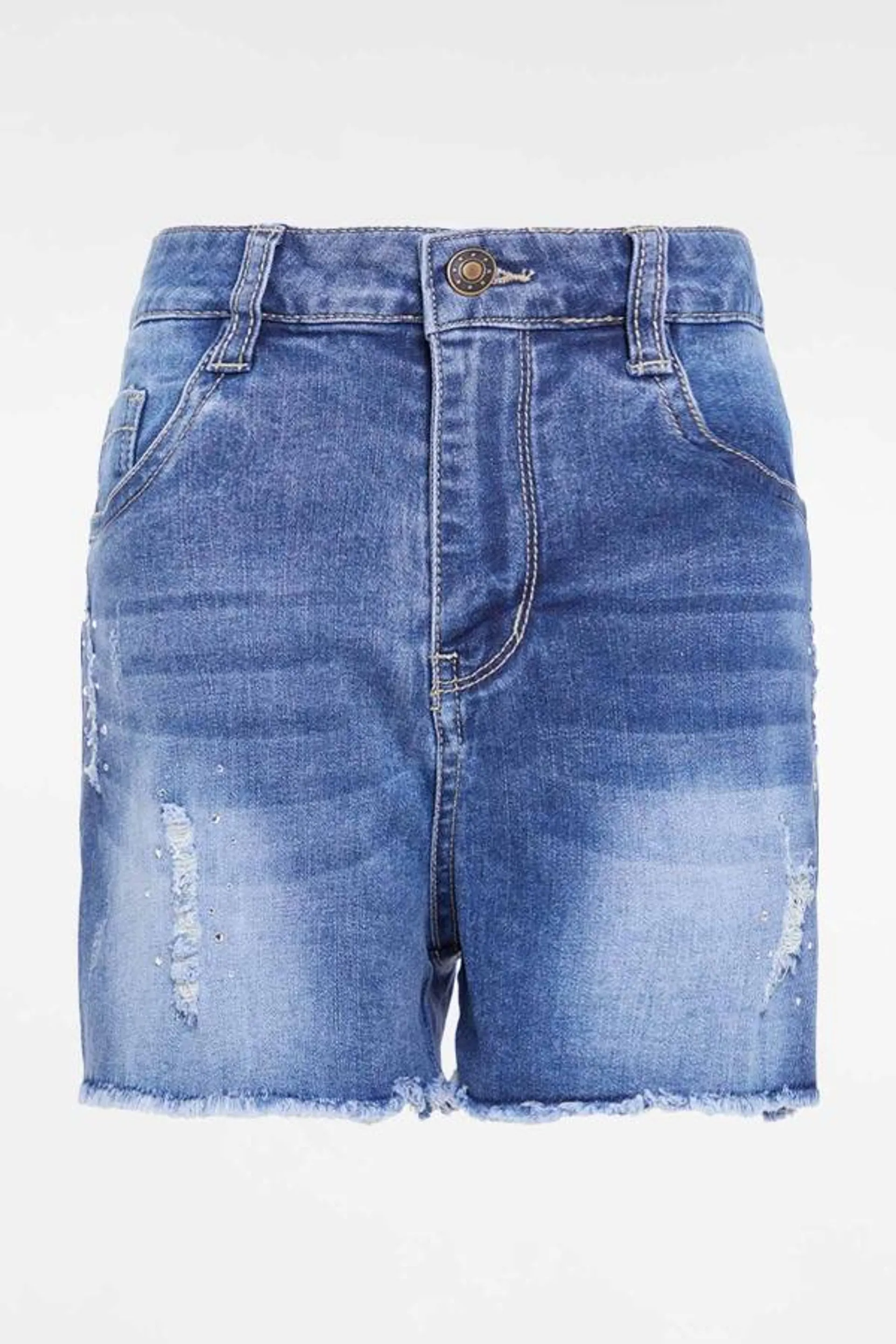 Short denim perlas azul