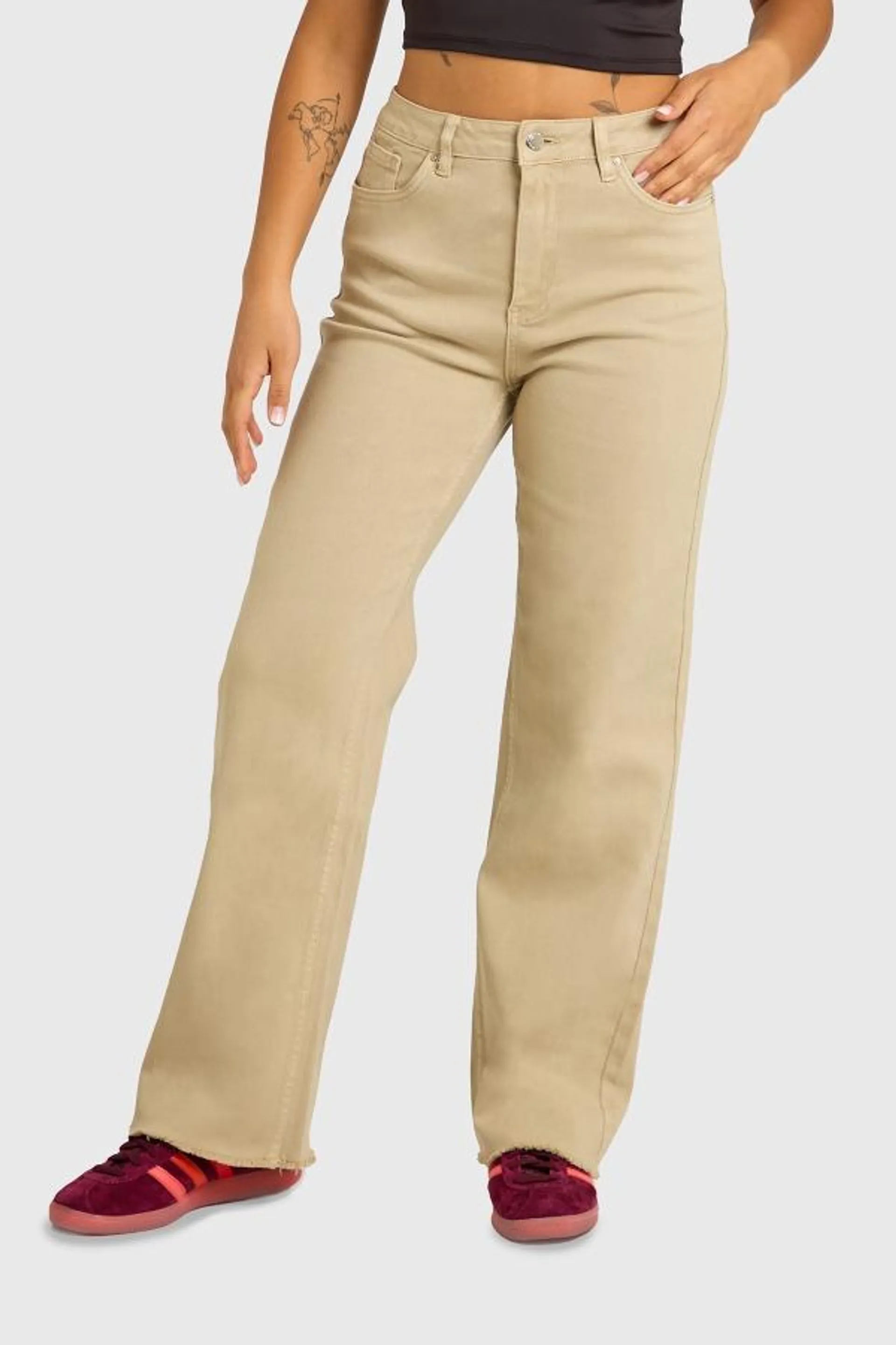 Jeans mujer recto color beige