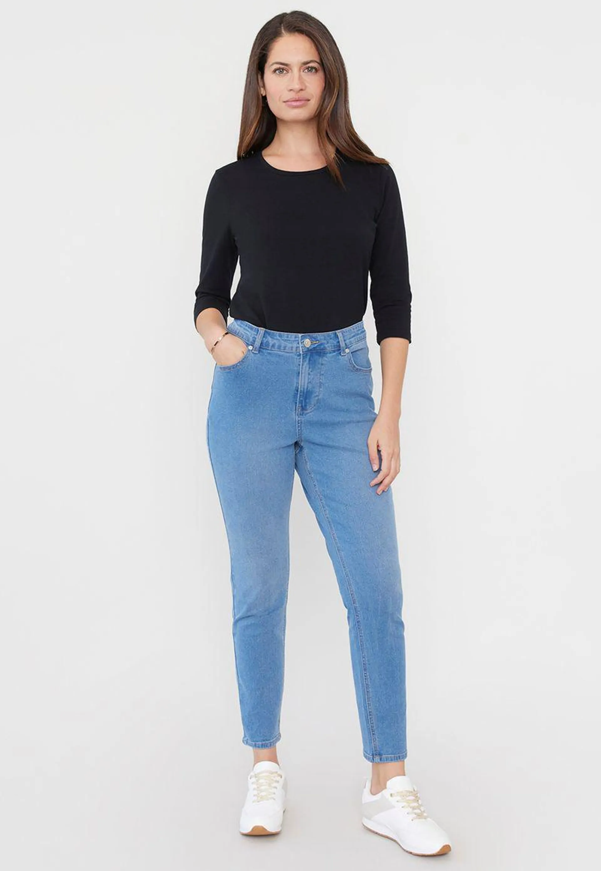 Jeans Mujer 1 Boton Azul Claro Skinny