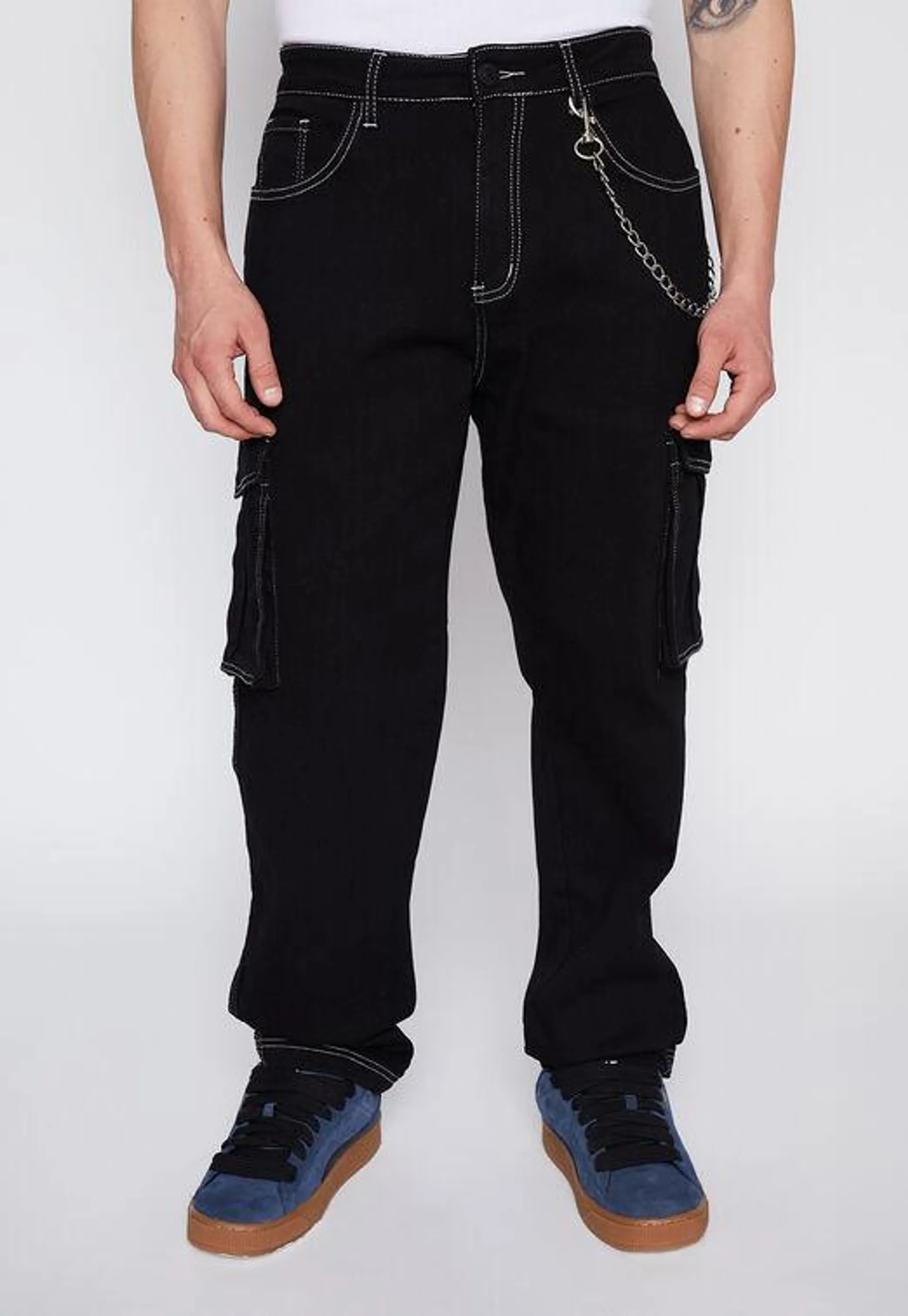 Pantalon Hombre Negro Costuras Family Shop