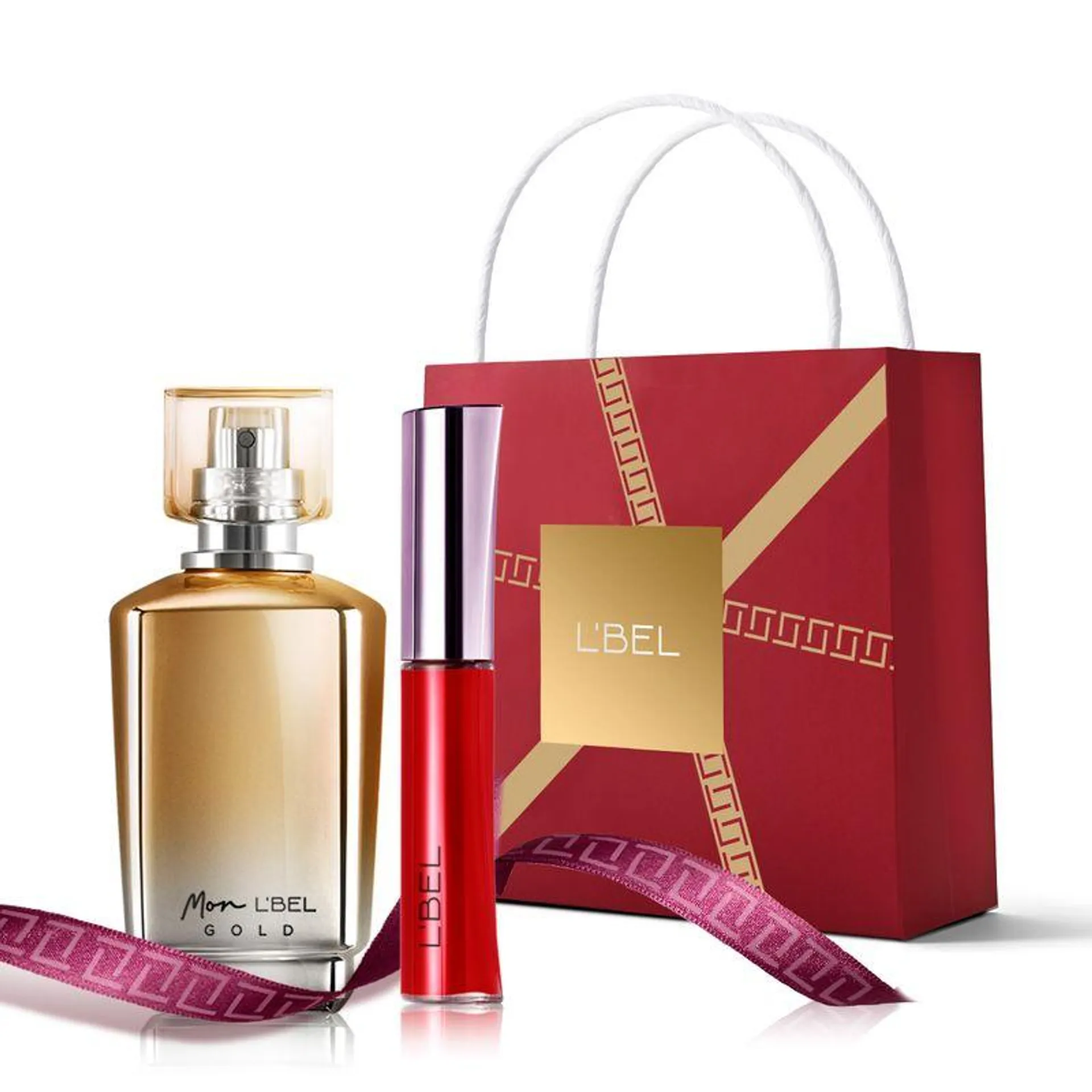 Set perfume floral Mon L'BEL Gold + Labial Líquido de larga duración Forever