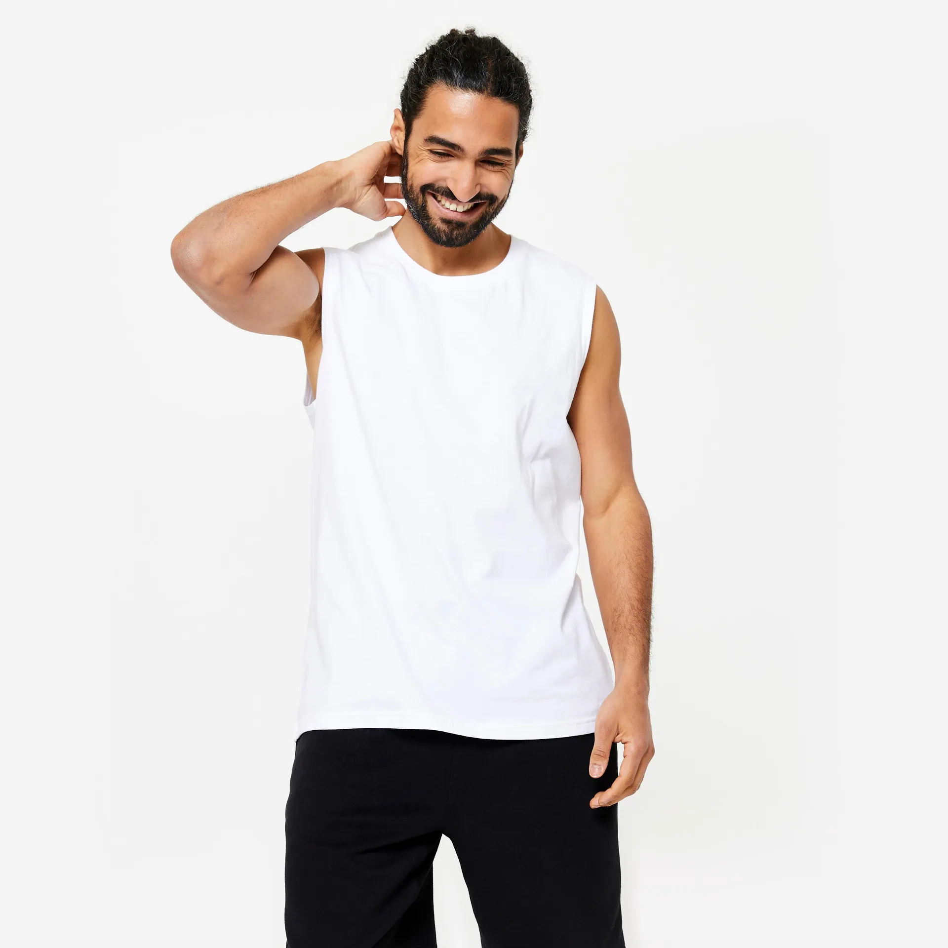 POLERA SIN MANGAS HOMBRE 500 BLANCO