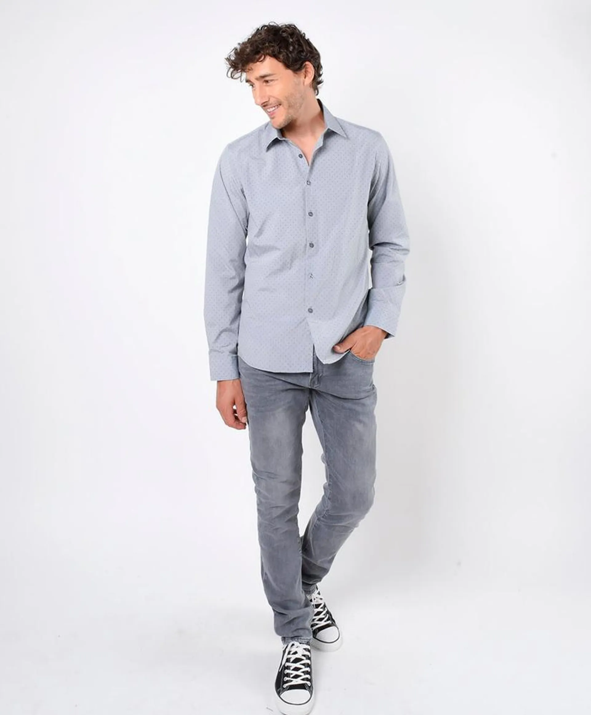 Camisa hombre mini puntos