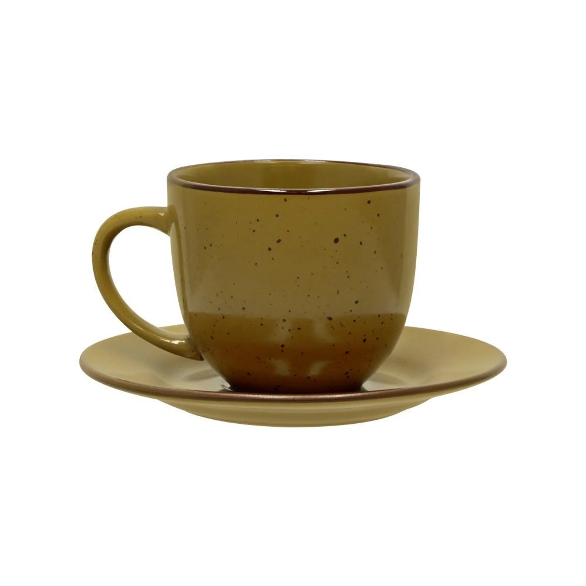 Taza de té con plato stoneware rústico 220 ml